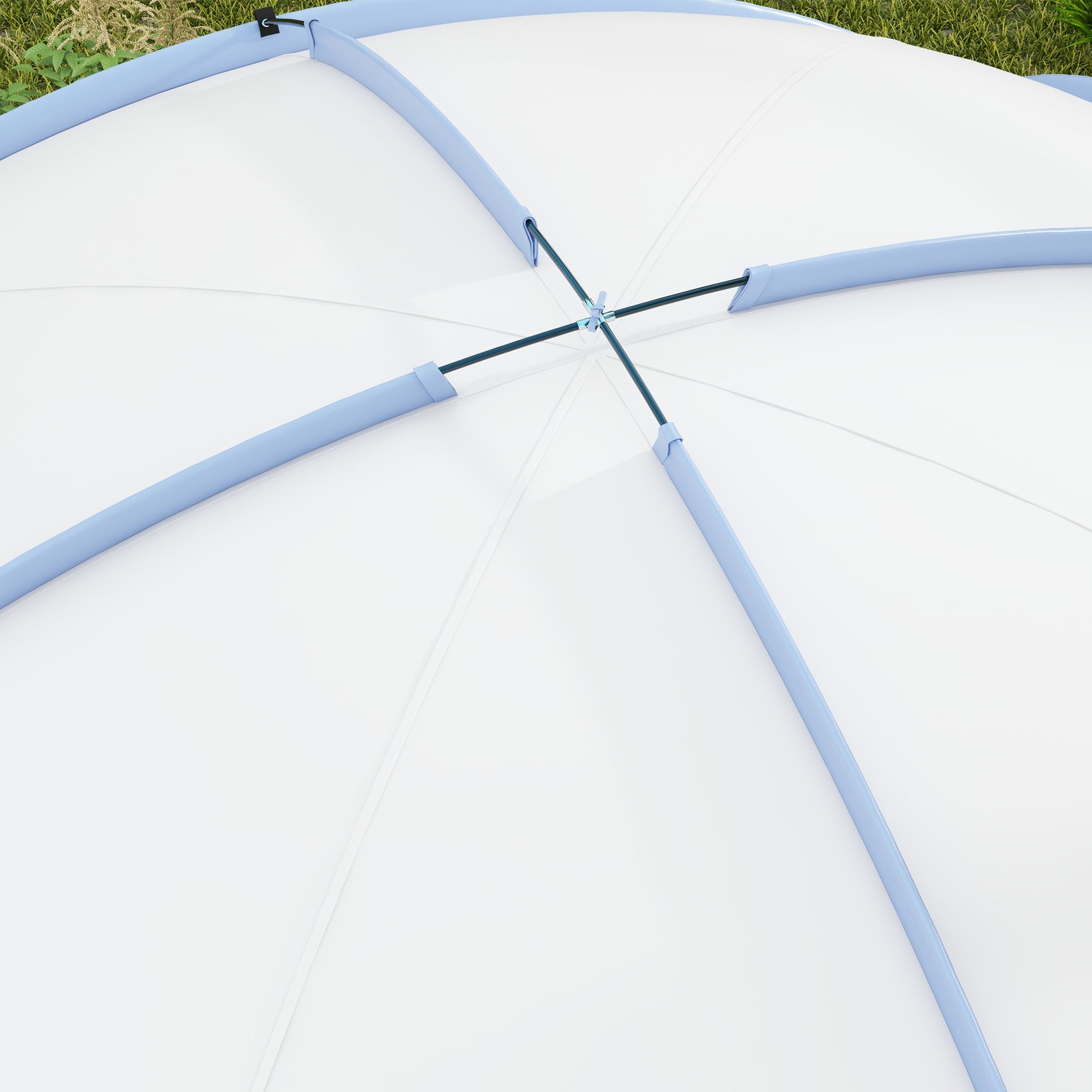 Outsunny 3.5 x 3.5M Camping Gazebo, Outdoor Event Shelter Dome Tent Garden Sun Shelter Patio Spire Arc Pavilion Camp Sun Shade, Light Blue - North Peak Garden Furniture