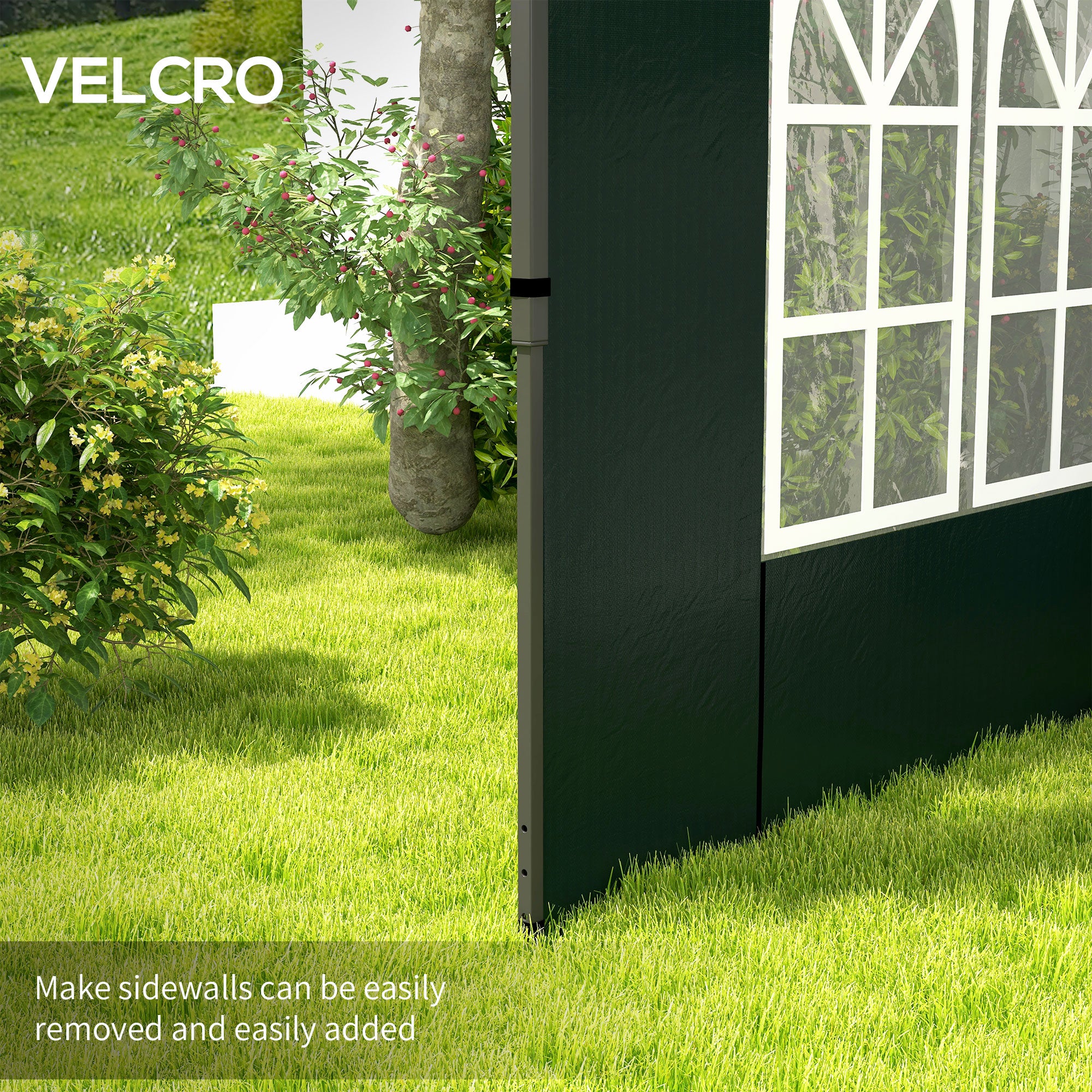 Outsunny Set of Two 3 x 3m Gazebo Frame Replacement Walls - Green - North Peak Garden Furniture