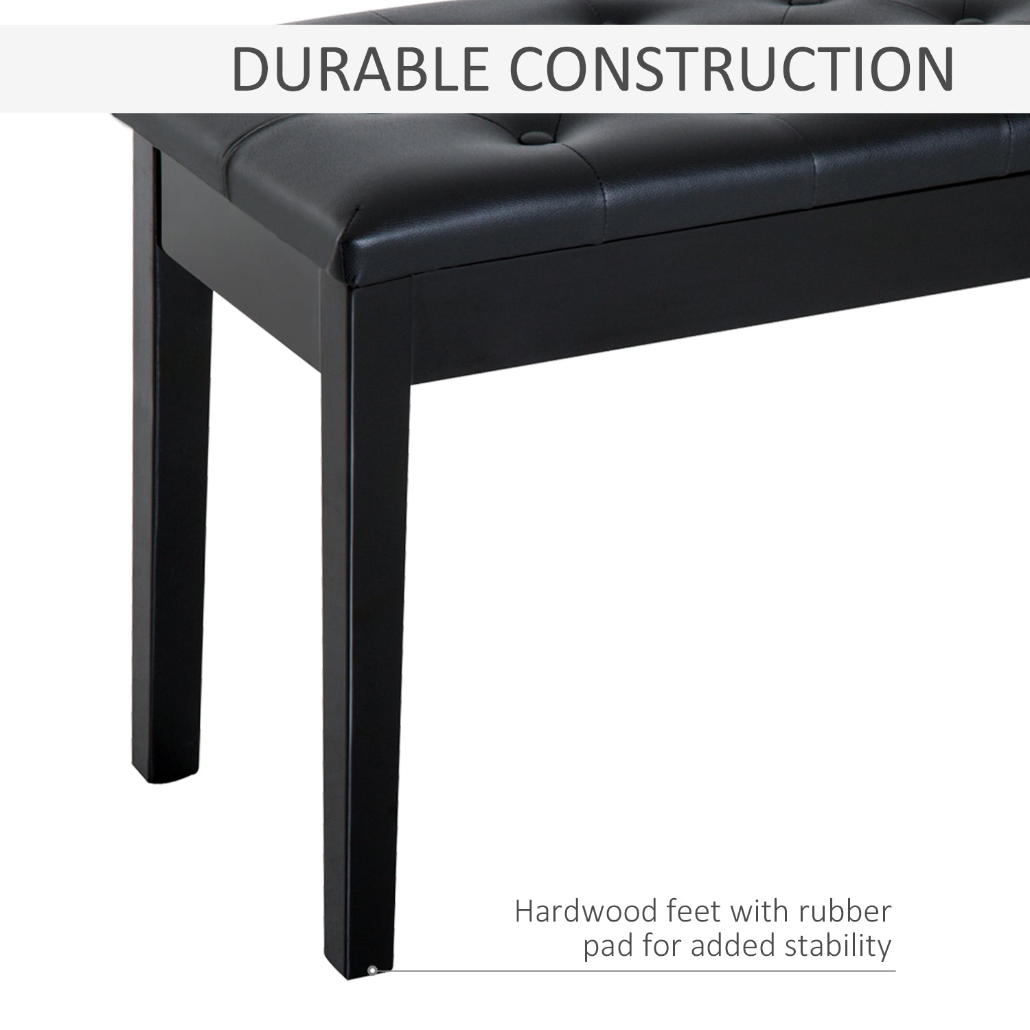 HOMCOM PU Leather Upholstered Piano Stool Makeup Stool Bench Dressing Table Seat with Storage 76x36x50cm, Black - North Peak Garden Furniture