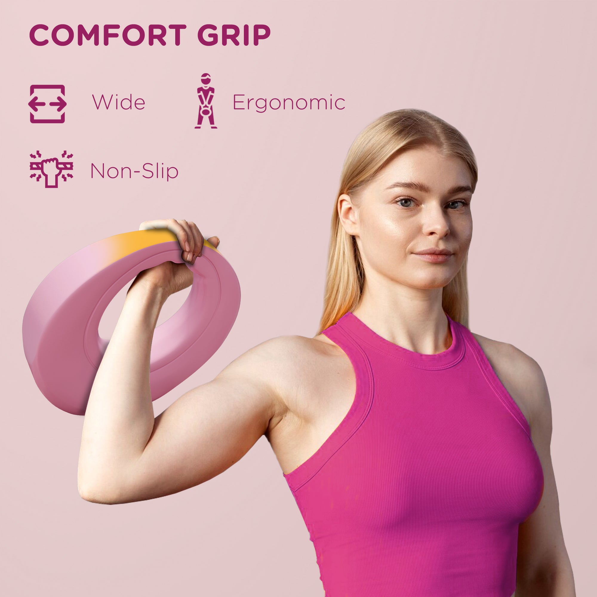 SPORTNOW 12kg Kettlebell, Soft Kettle Bell with Wide Handle for Home Gym Weight Lifting and Strength Training, Pink - North Peak Garden Furniture