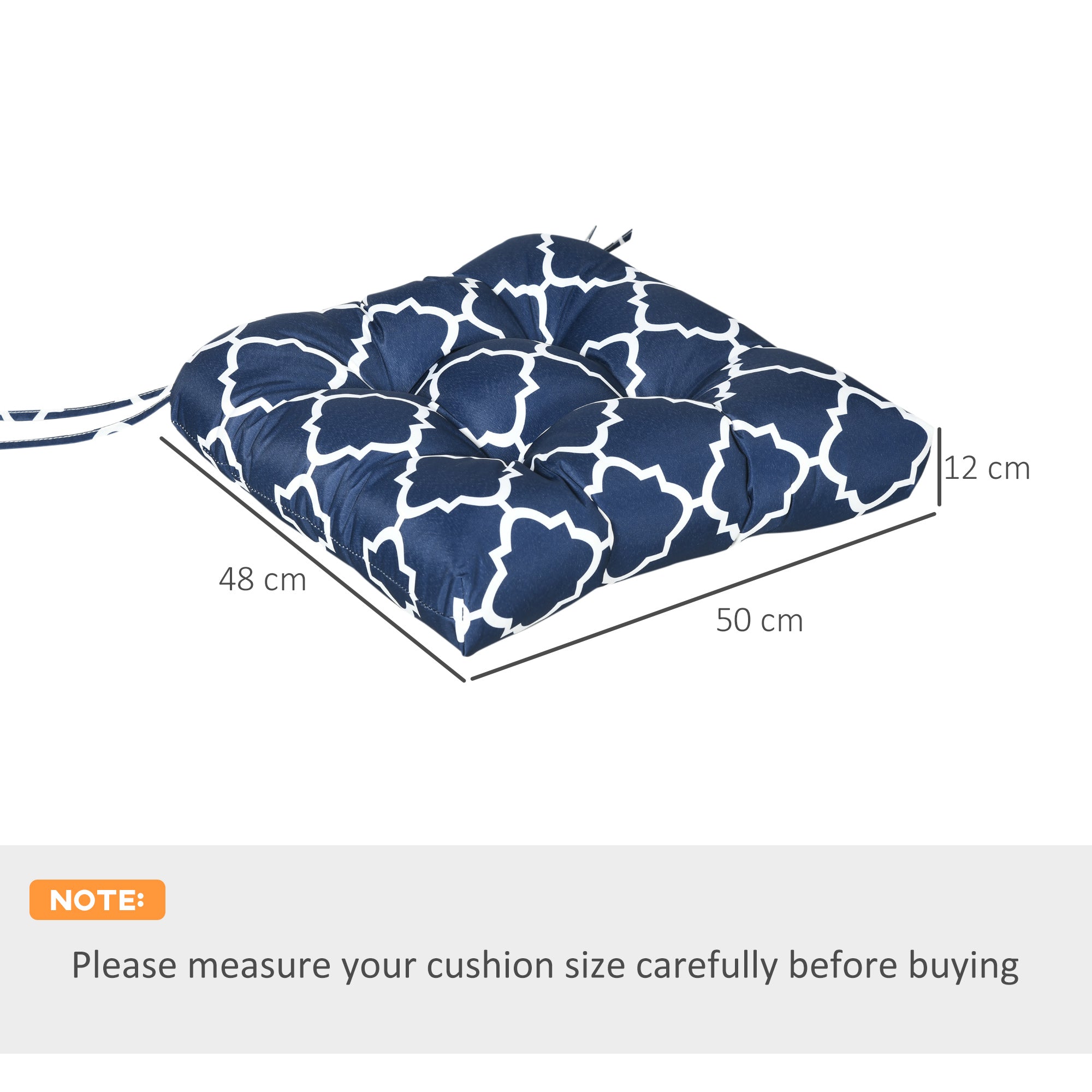Outsunny Set of Two Patterned Outdoor Seat Cushions - Blue/White - North Peak Garden Furniture