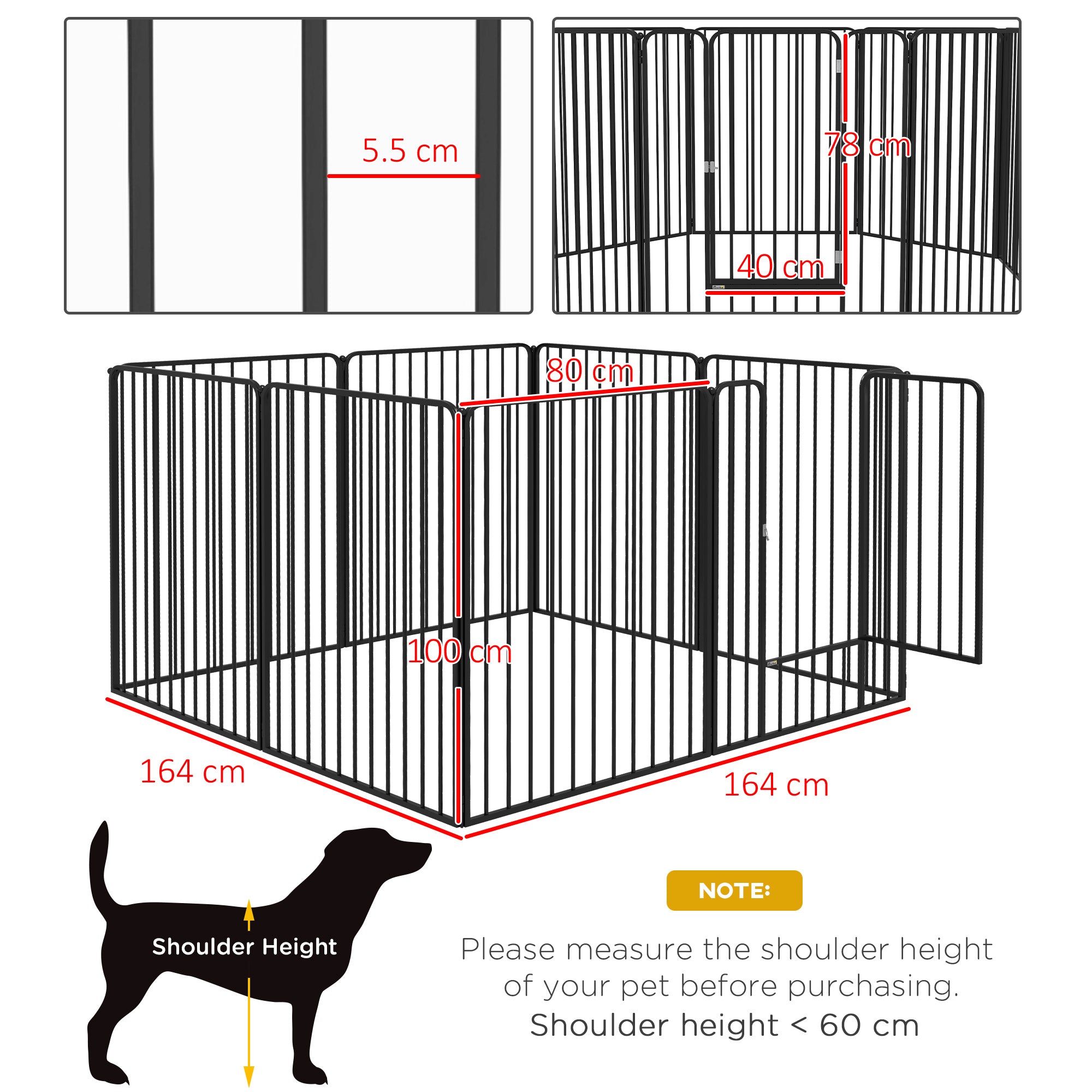 PawHut 100cm 8 Panels Heavy Duty Dog Pen, Pet Playpen for Indoors, Outdoors, Small, Medium, Large Dogs - North Peak Garden Furniture