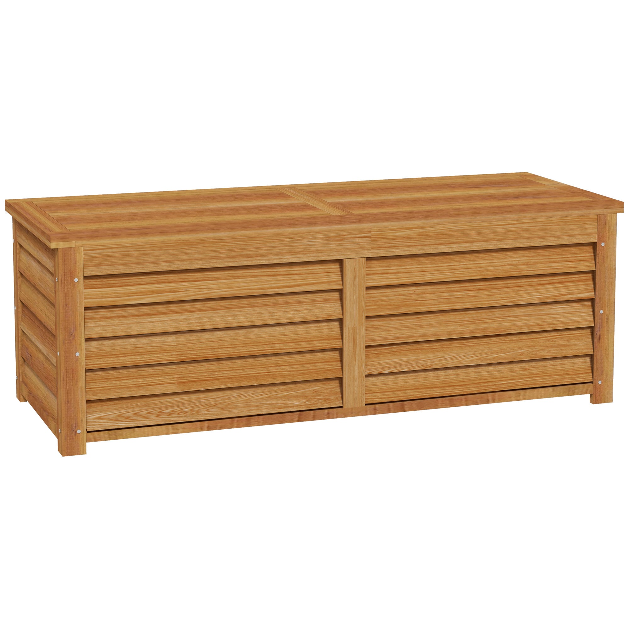 Outsunny 292L Outdoor Storage Box, Wooden Deck Box Garden Storage Container for Balcony, Porch, Poolside, Light Brown - North Peak Garden Furniture
