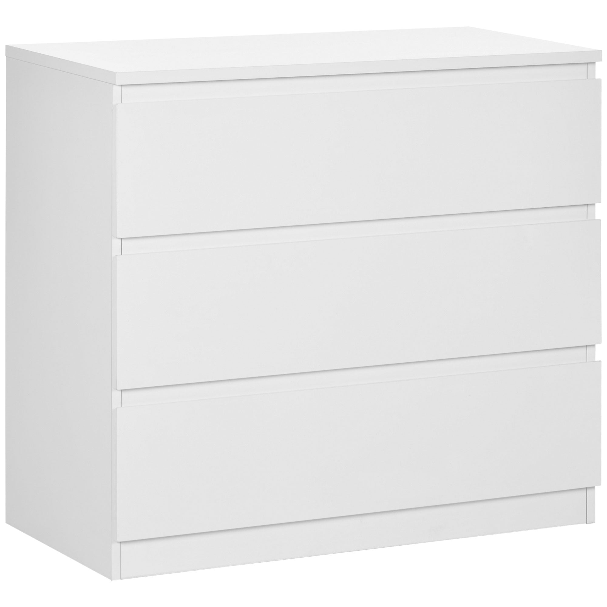 HOMCOM Chest of Drawers, 3-Drawer Storage Organiser Unit for Bedroom, Living Room, White - North Peak Garden Furniture