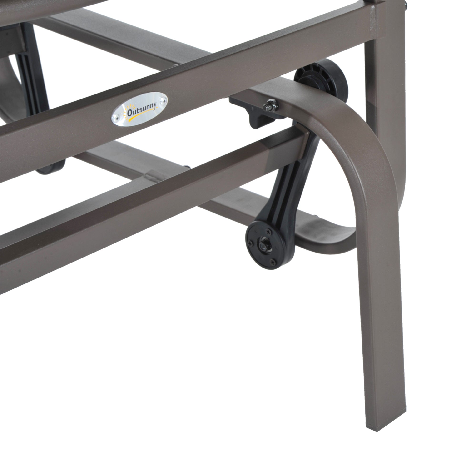 Outsunny Outdoor Gliding Rocking Chair with Sturdy Metal Frame Garden Comfortable Swing Chair, Grey & Brown