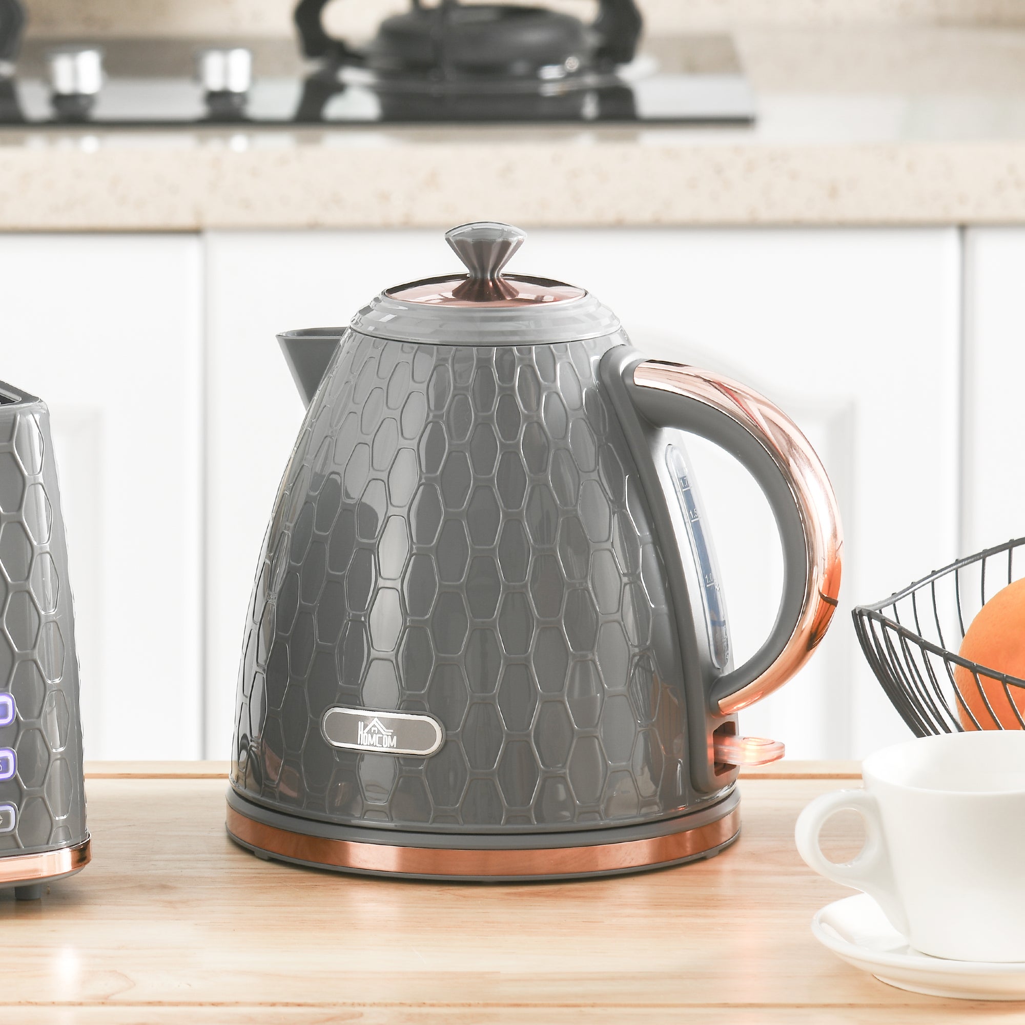 HOMCOM 3kW Rapid Boil Honeycomb Kettle - Grey - North Peak Garden Furniture