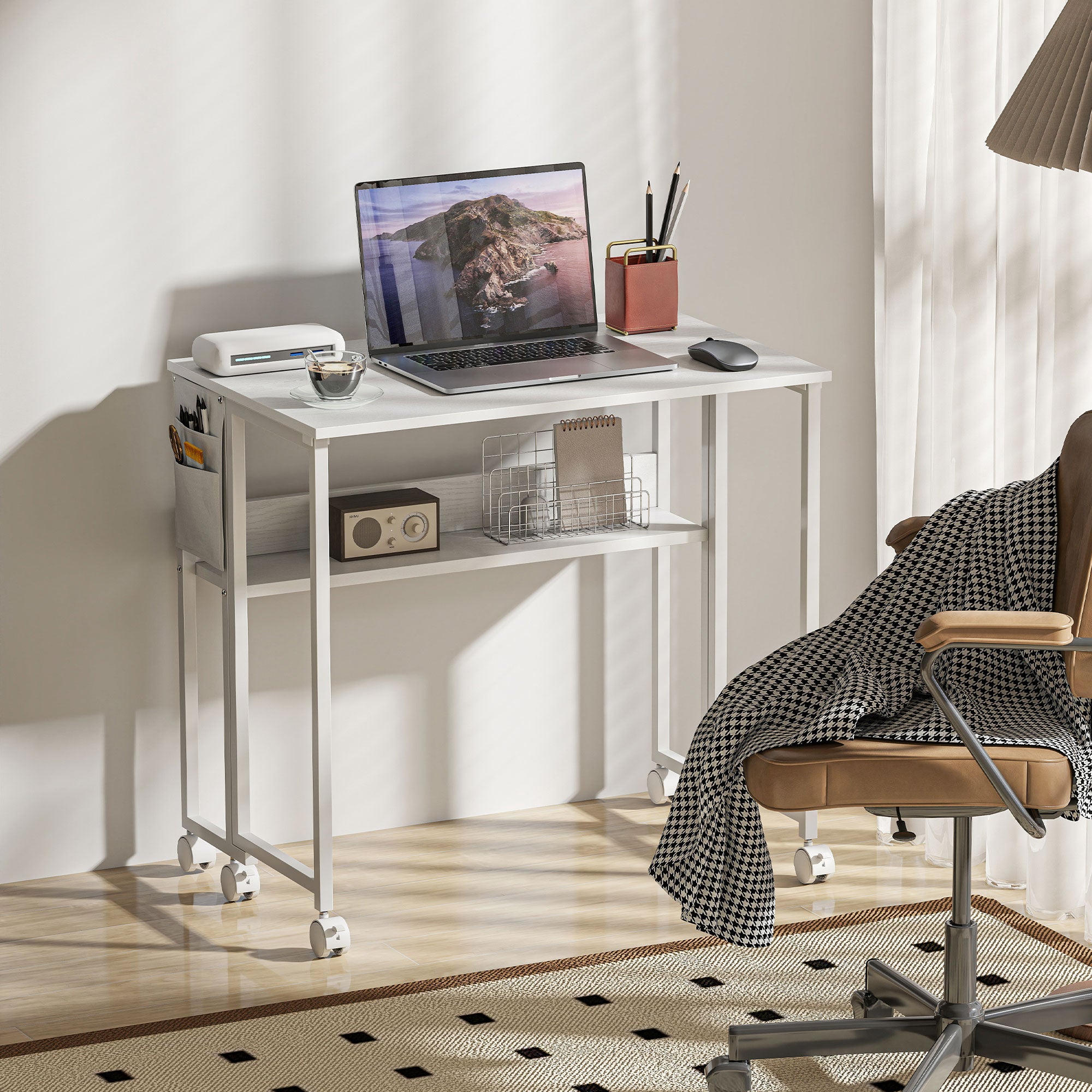 HOMCOM 80 cm Drop Leaf Writing Work Desk - White - North Peak Garden Furniture