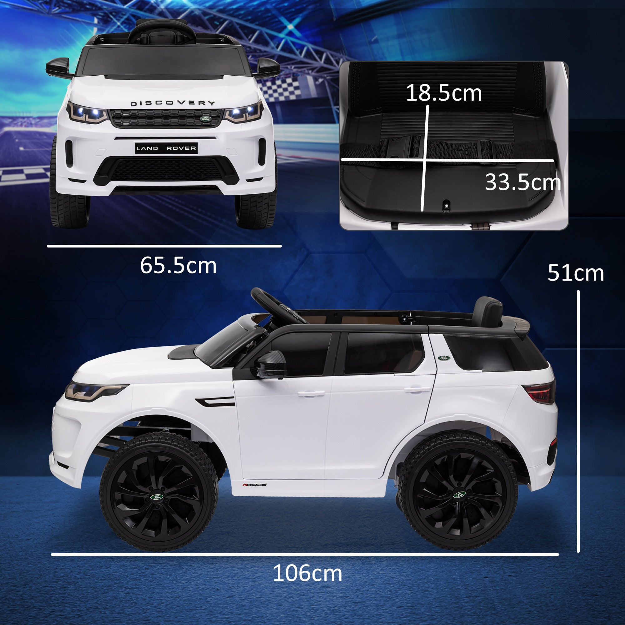 AIYAPLAY Land Rover Discovery Sport Licensed 12V Kids Ride on Car w/ Remote Control, Lights Music Horn, for 3-6 Years White - North Peak Garden Furniture