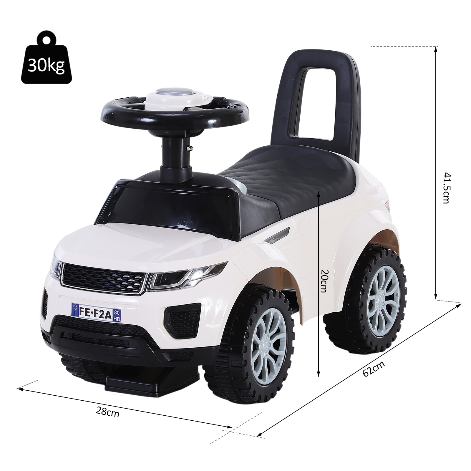 HOMCOM 3-in-1 Ride On Car Foot To Floor Slider Toddler w/ Horn Steering Wheel NO POWER Manual Under Seat Storage Safe Design for 1-3 Year Old White