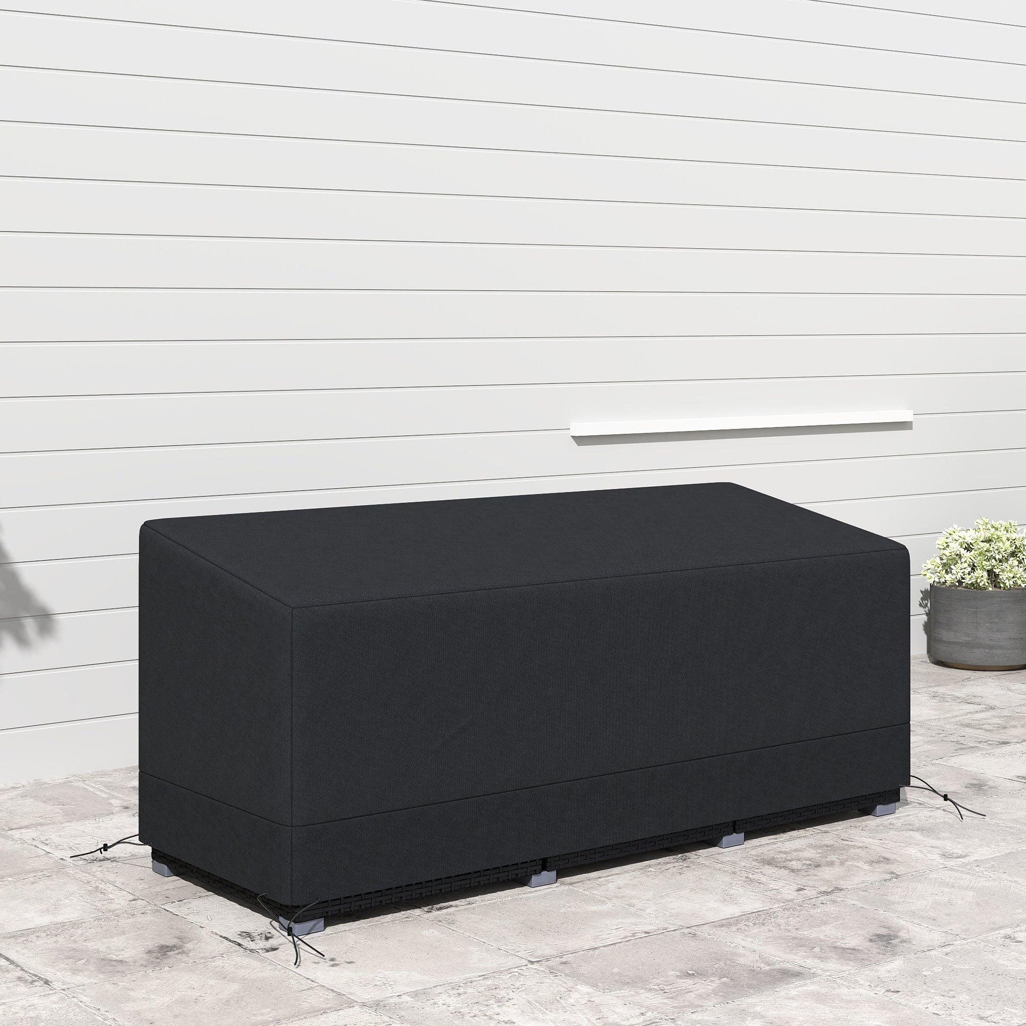 Outsunny Rectangular Patio Garden Furniture Cover Waterproof for 3 Seater Sofa Bistro Set, UV Resistant Protection 600D Oxford Fabric Rattan Lounge Clean Cover, 190 x 72 x 76cm, Black - North Peak Garden Furniture