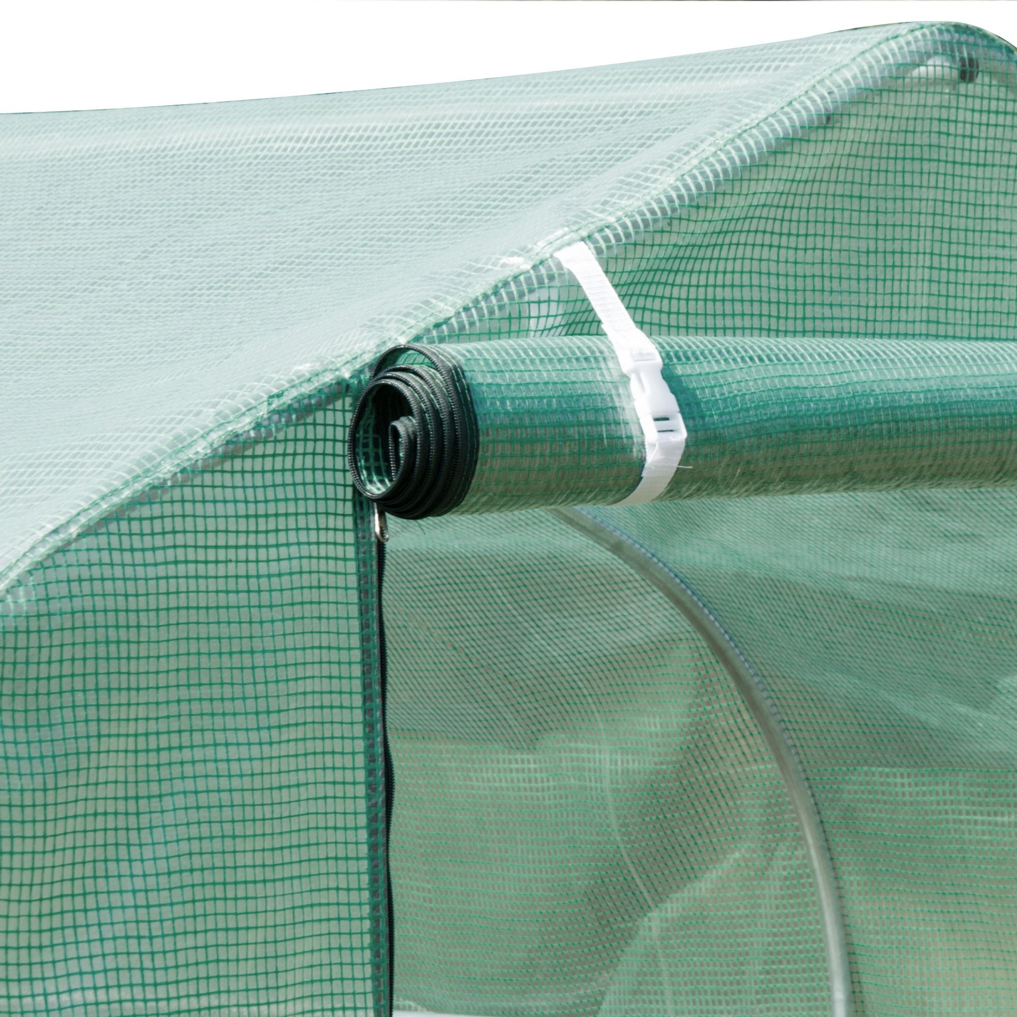 Outsunny Walk-in Polytunnel Greenhouse, Outdoor Garden Tunnel Greenhouse Tent with Zipped Roll-Up Door and 6 Mesh Windows, 3 x 2M - North Peak Garden Furniture