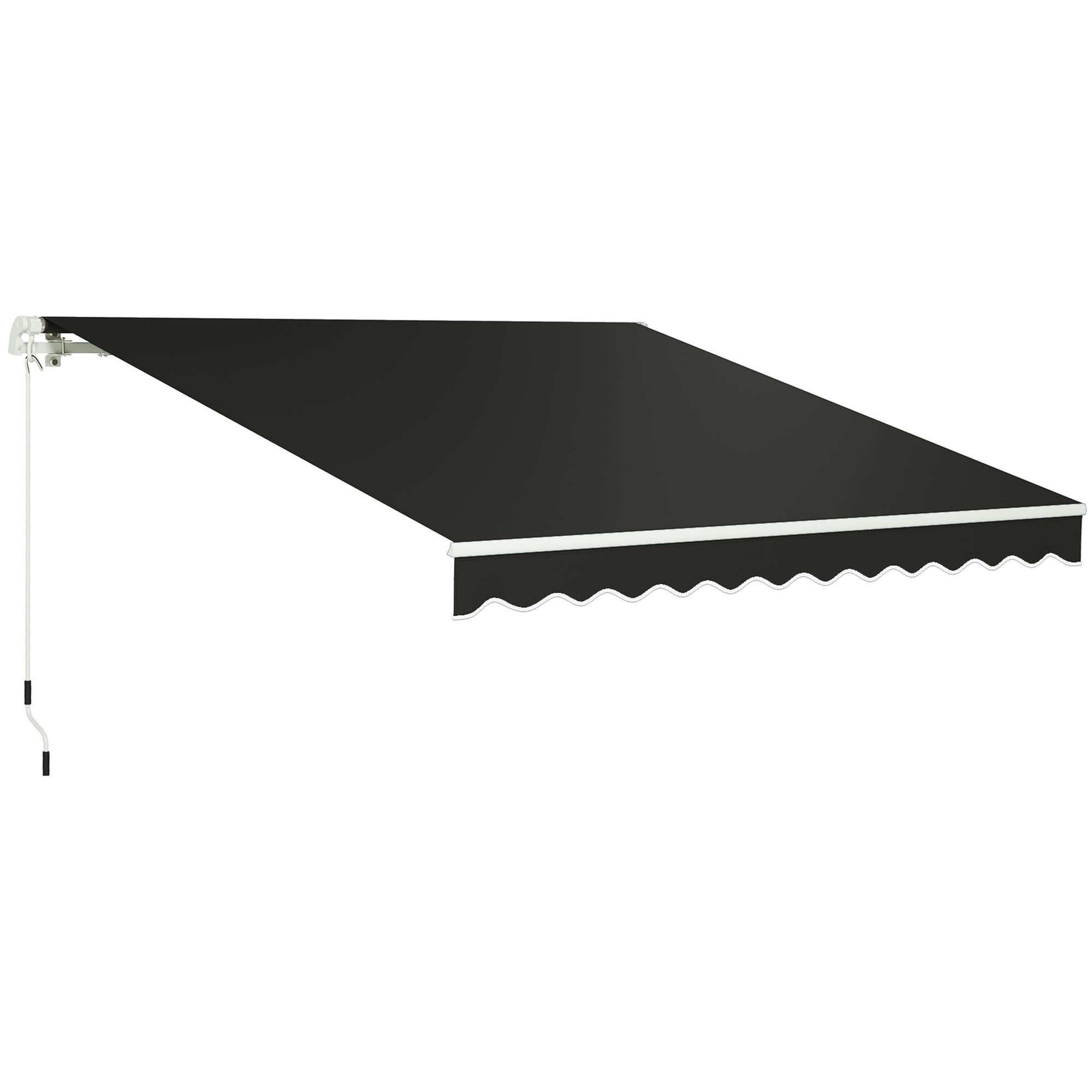 Outsunny 3 x 2.5m Garden Patio Manual Awning, Retractable Canopy Sun Shade Shelter with Fittings and Crank Handle, Black - North Peak Garden Furniture