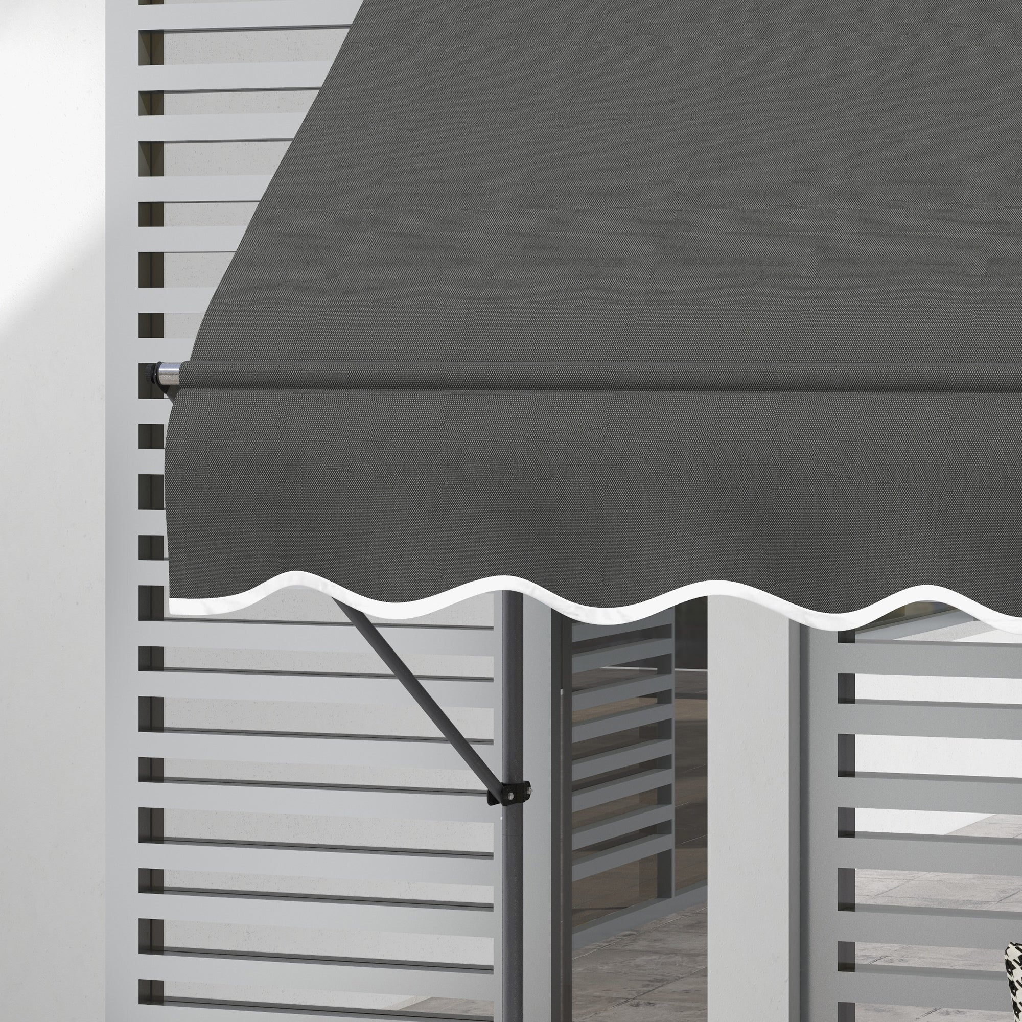 Outsunny 2.5 x 1.2m Retractable Awning, Free Standing Patio Sun Shade Shelter, UV Resistant, for Window and Door, Dark Grey - North Peak Garden Furniture