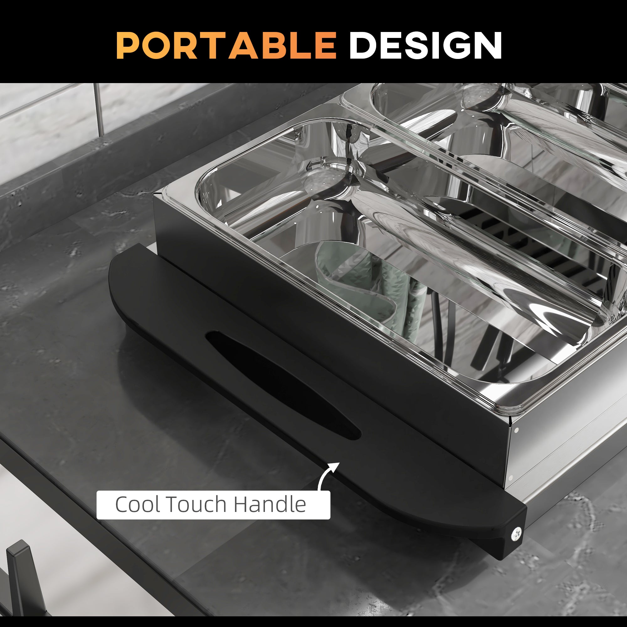 HOMCOM 4 Tray Electric Food Warmer Buffet Server with Warming Plate, Cool Touch Handles, Adjustable Temperature, 300W, 2 x 2.4L and 2 x 1L Pans - North Peak Garden Furniture