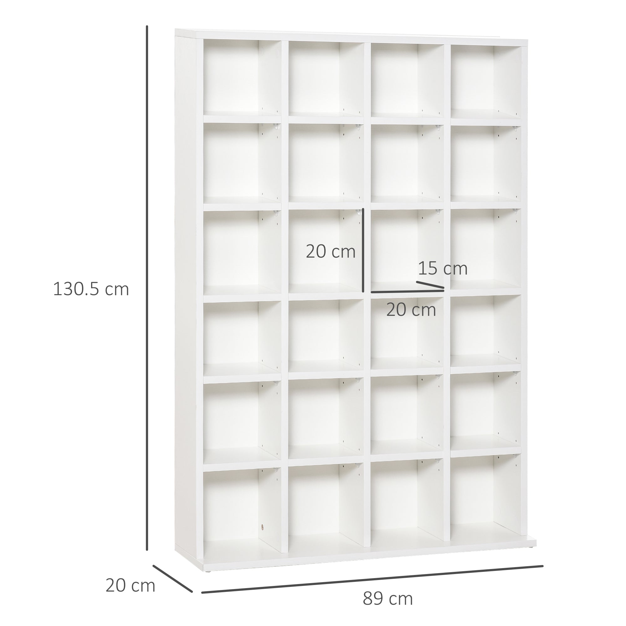 HOMCOM CD Storage Unit with Adjustable Shelves, 89 x 130.5 cm, White - North Peak Garden Furniture