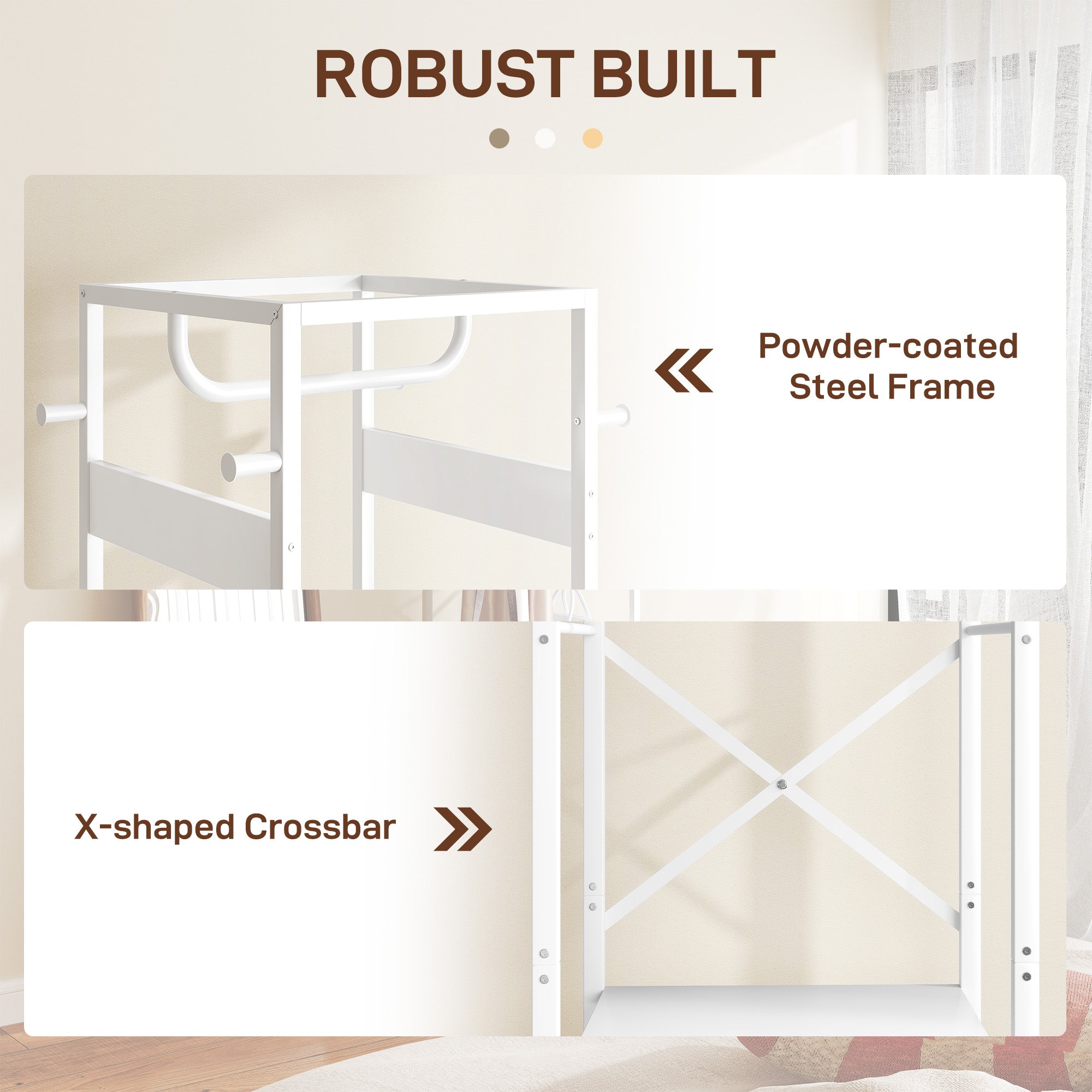 HOMCOM Multi-Storage Clothes Rack - White - North Peak Garden Furniture