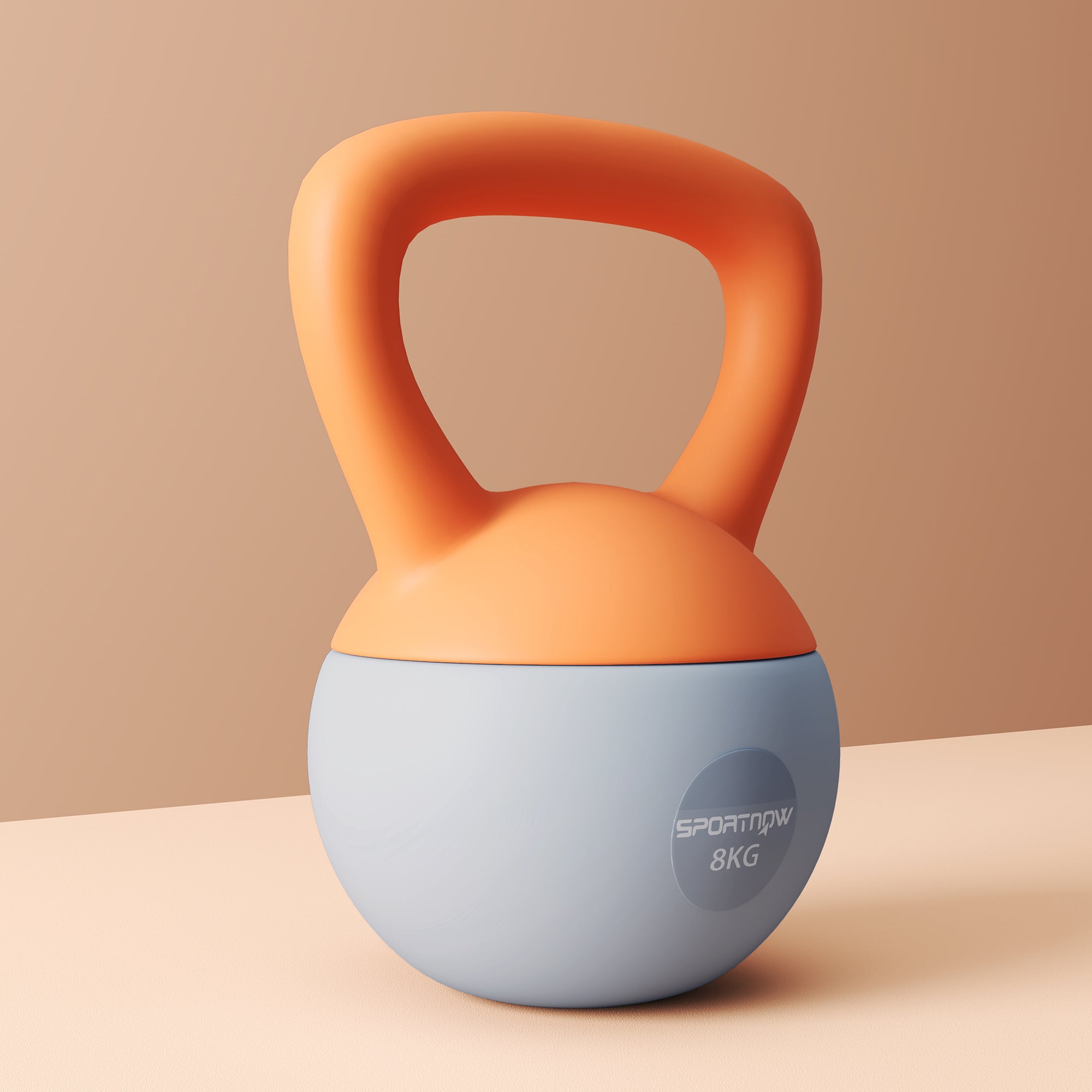 SPORTNOW Soft Kettlebell, 8kg Kettle Bell with Non-Slip Handle for Home Gym Weight Lifting and Strength Training, Orange and Grey