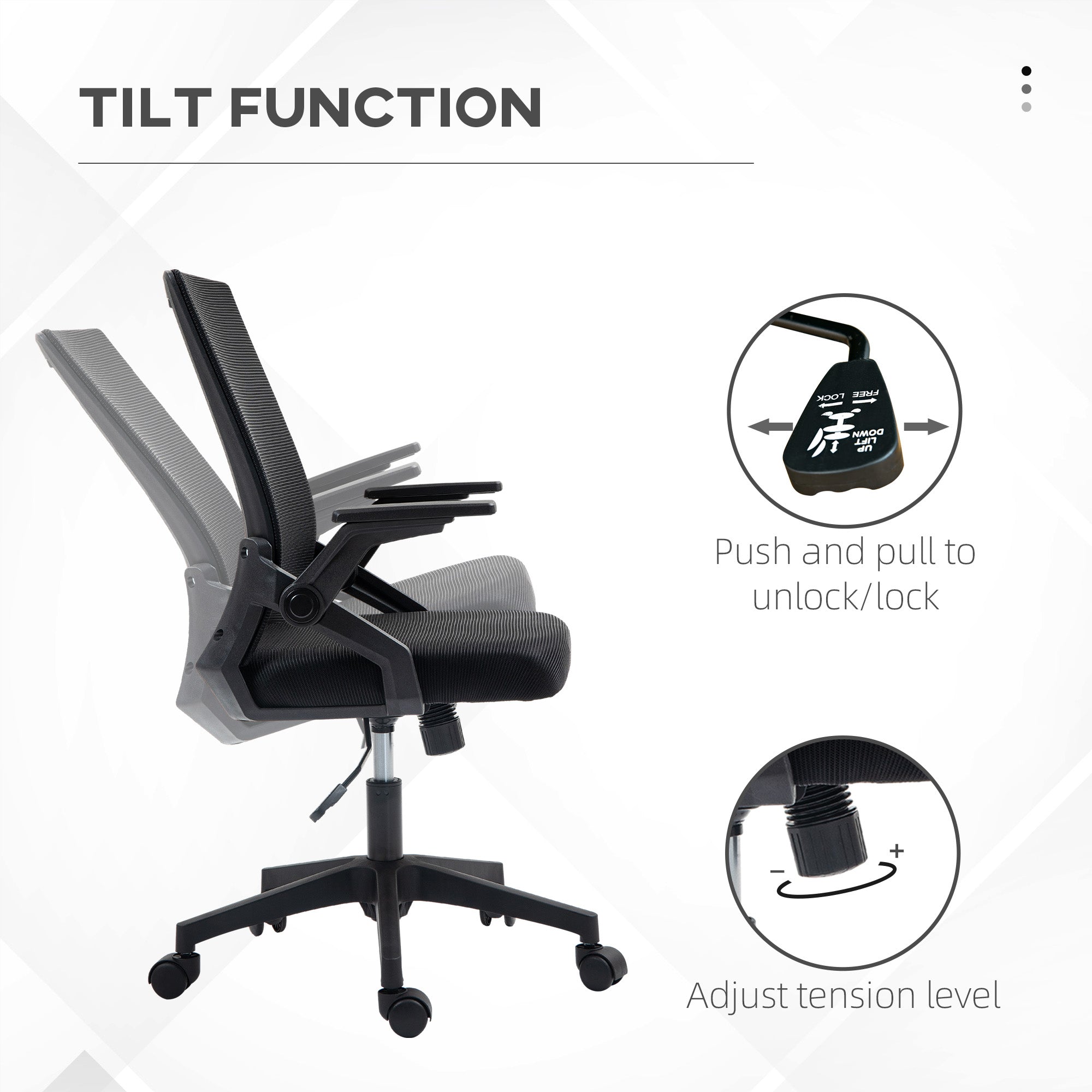 Vinsetto Office Chair, with Lumbar Support - Black - North Peak Garden Furniture