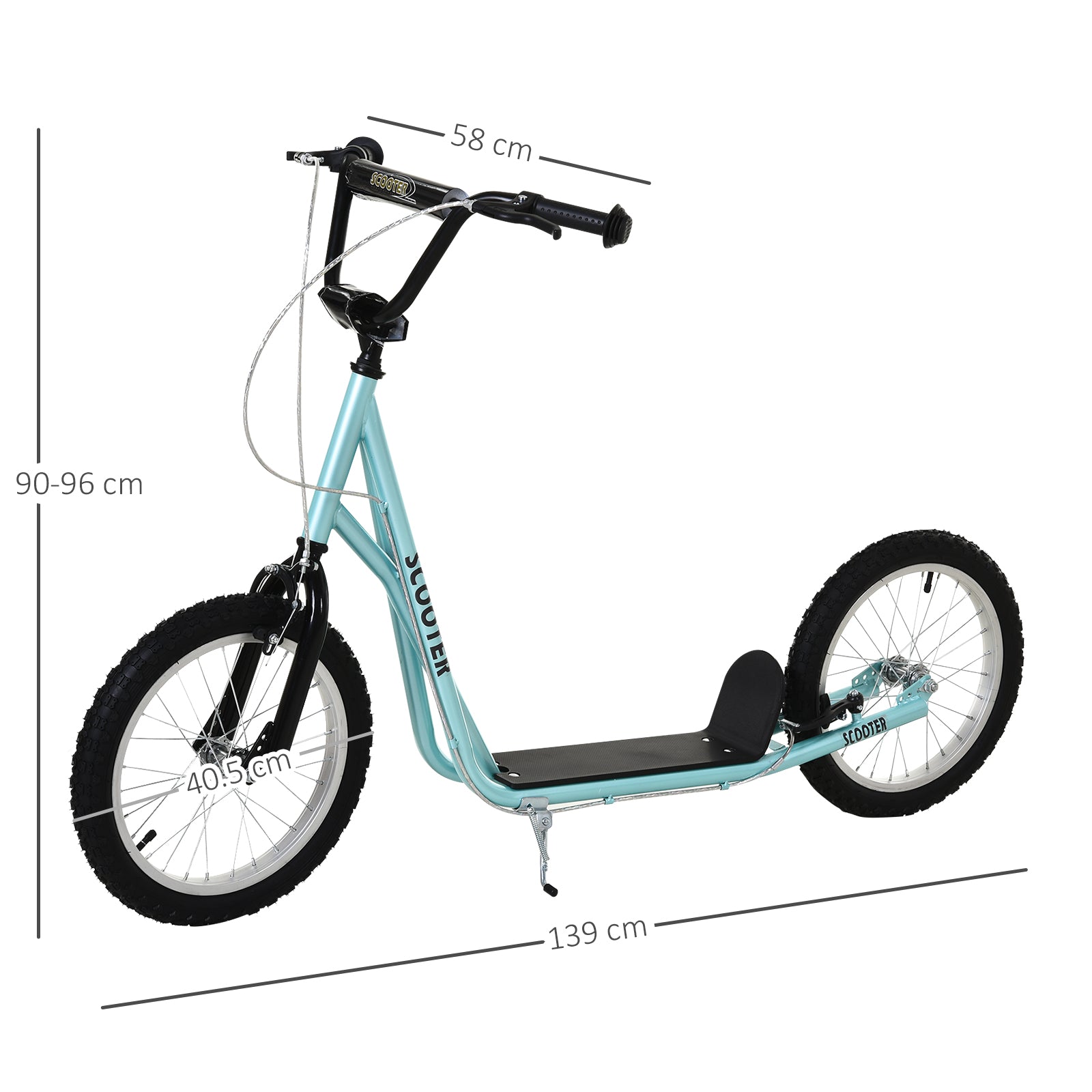 HOMCOM Kick Scooters for Kids with Adjustable Height, Anti-Slip Deck, Dual Brakes, Rubber Tyres, for Boys and Girls Aged 5+ Years Old - Blue - North Peak Garden Furniture