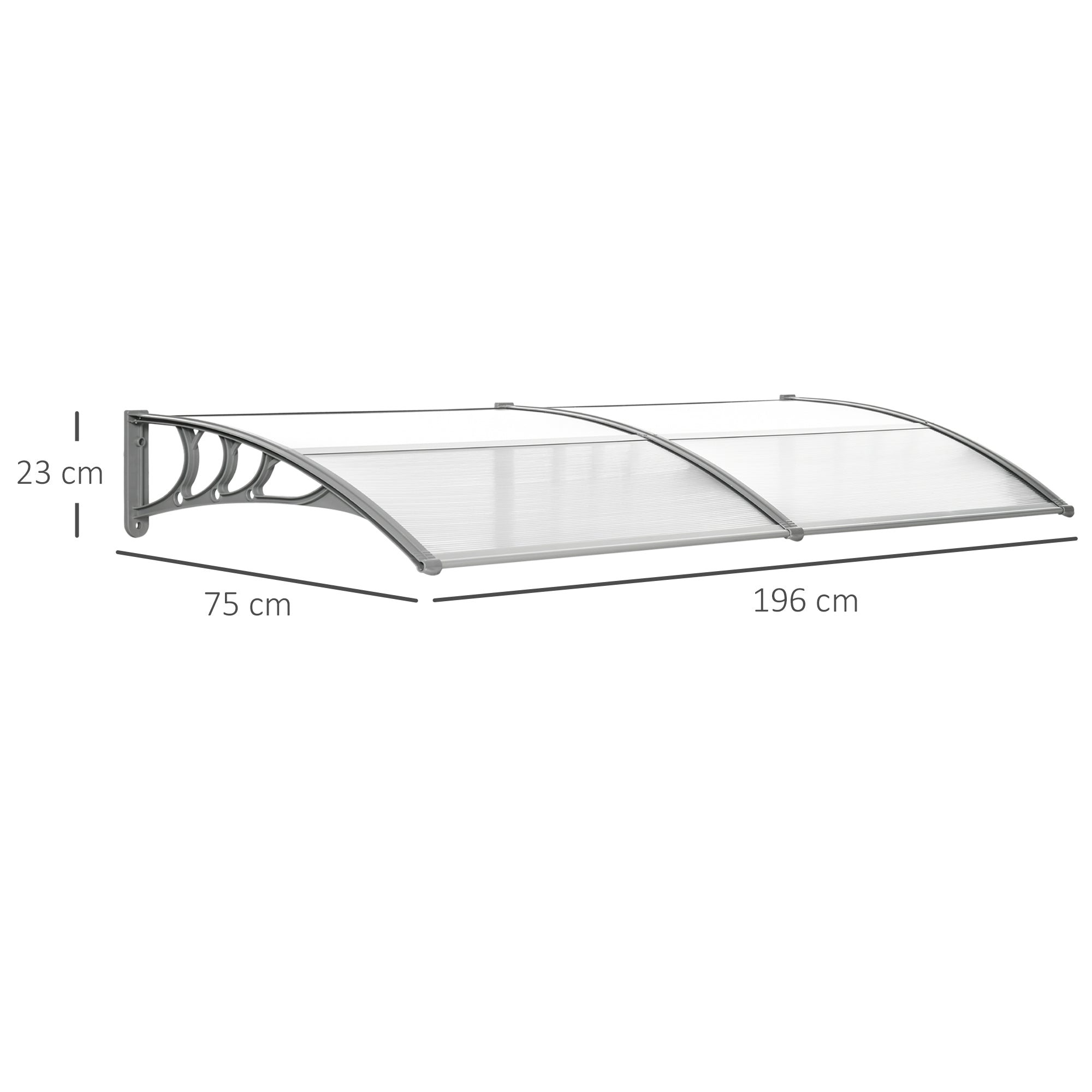 Outsunny Door Canopy Awning Outdoor Window Rain Shelter Cover for Front/Back Door Porch Clear 196 x 75cm - North Peak Garden Furniture