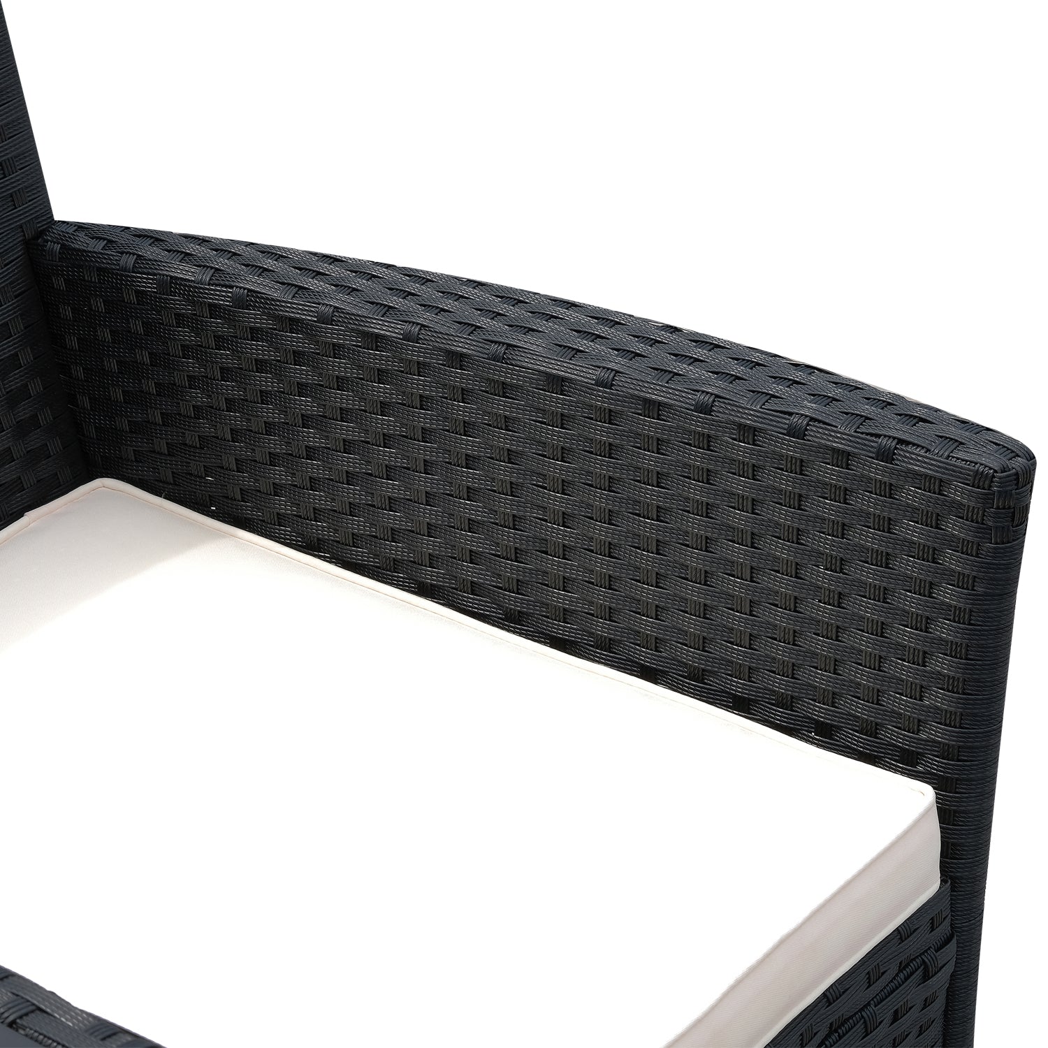 Outsunny 2 Seater Rattan Campanion Chair Wicker Loveseat Outdoor Patio Armchair with Drink Table Garden Furniture - Black - North Peak Garden Furniture