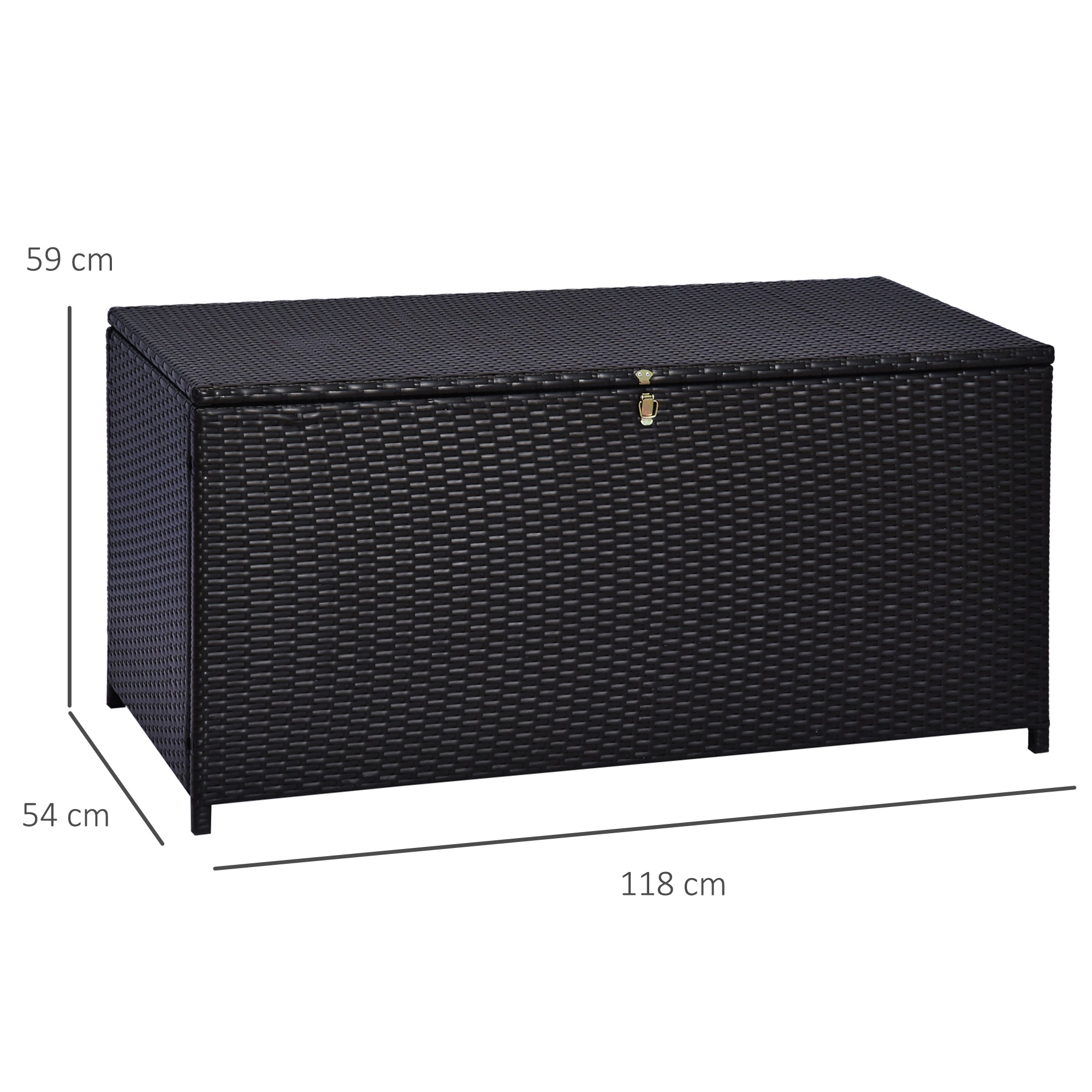 Outsunny Rattan Storage Box Outdoor Indoor Wicker Cabinet Chest Garden Furniture 118 x 54 x 59cm - Dark Brown