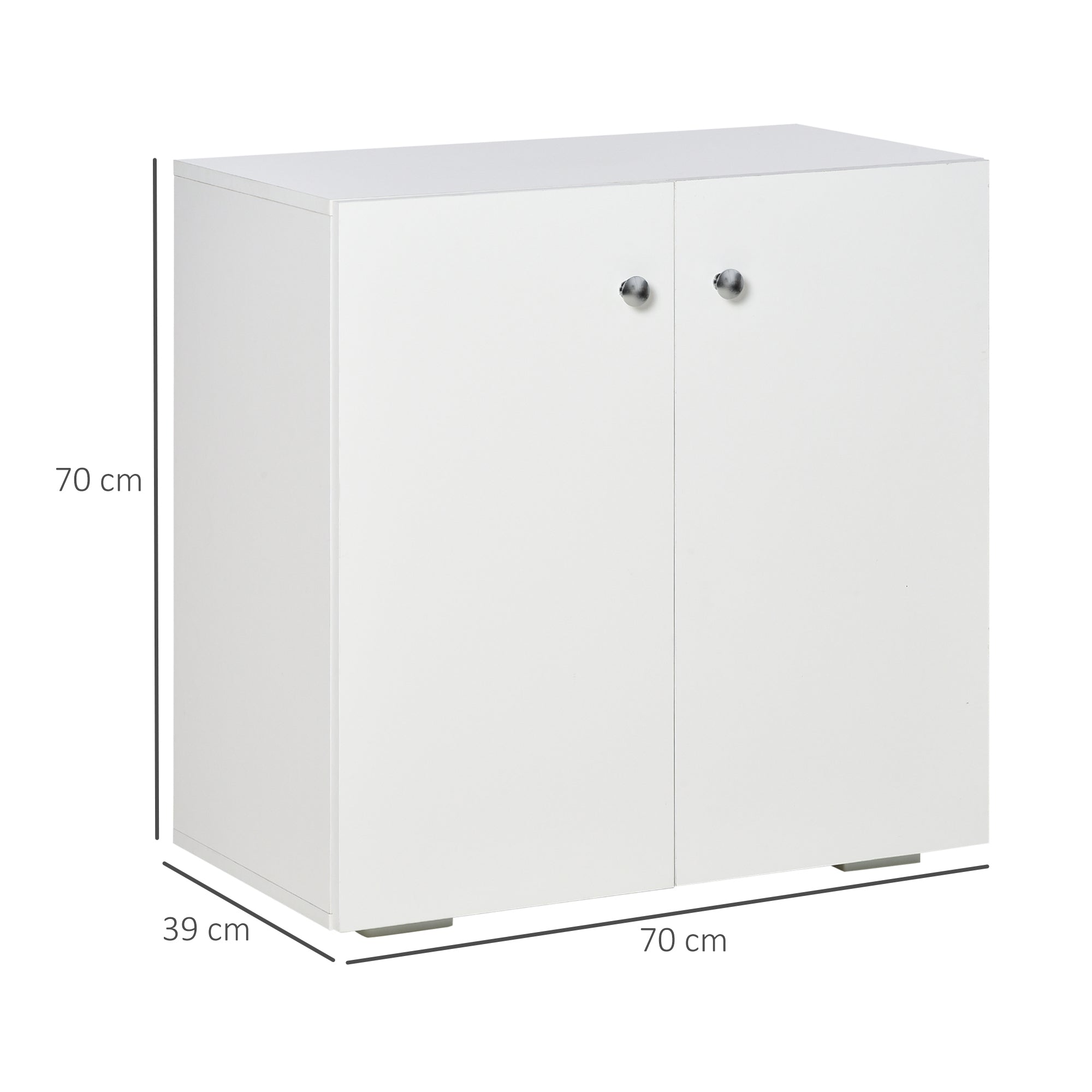 HOMCOM Storage Cabinet w/ Two Shelves Wooden Sideboard Freestanding Kitchen Cupboard Bookcase - White - North Peak Garden Furniture