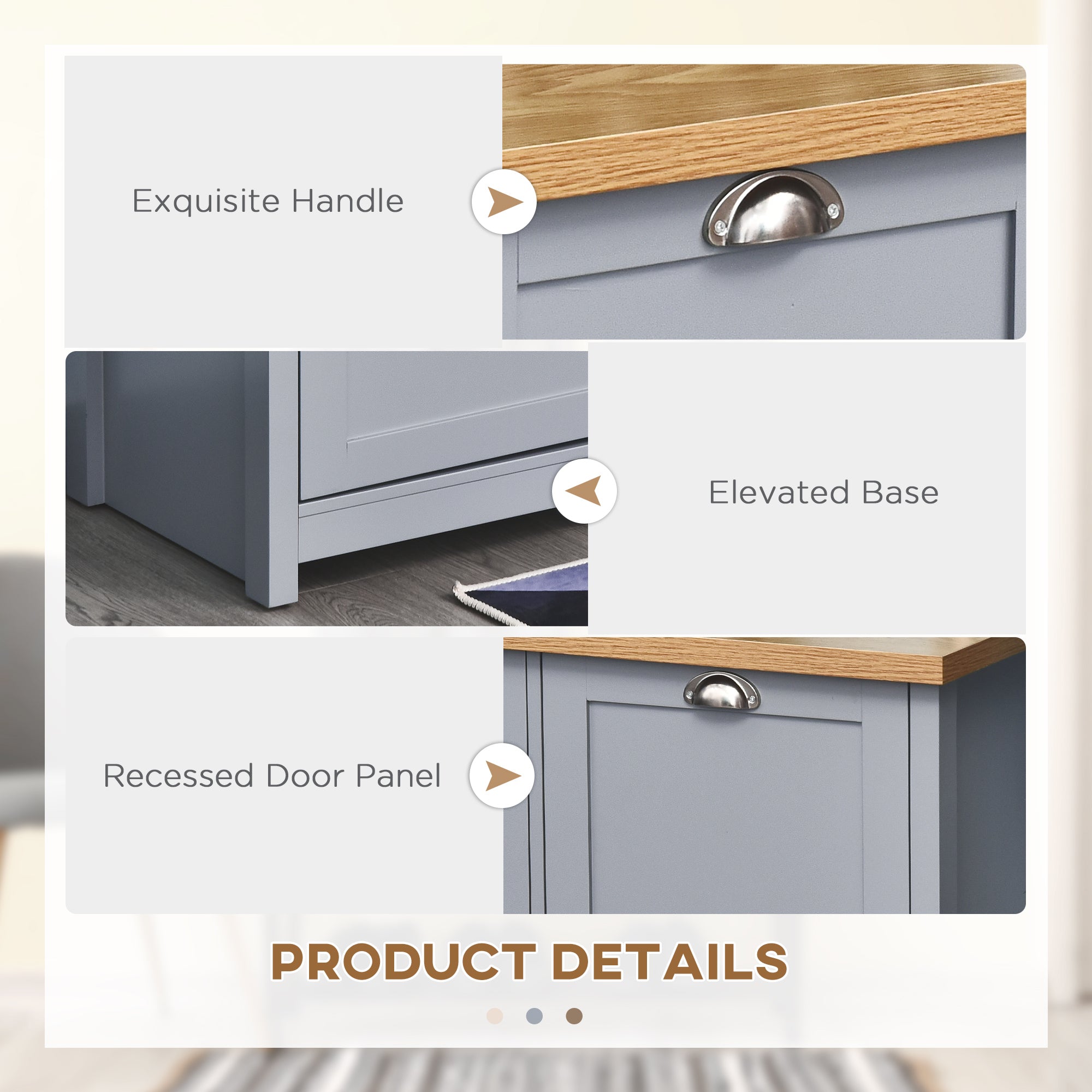 HOMCOM Shoe Cabinet, 2 Doors Shoe Cupboard, Entryway Shoe Bench with Shelf, Storage Organiser for Hallway, Bathroom, Grey - North Peak Garden Furniture