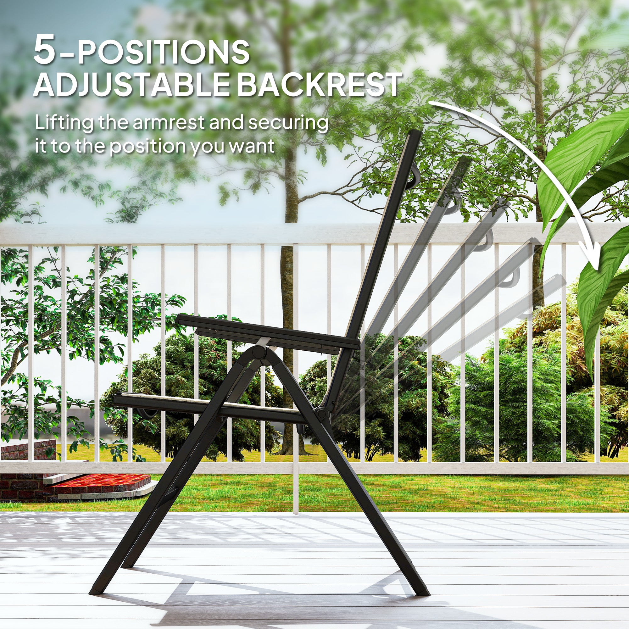 Outsunny Rattan Reclining Garden Chairs - Black - North Peak Garden Furniture