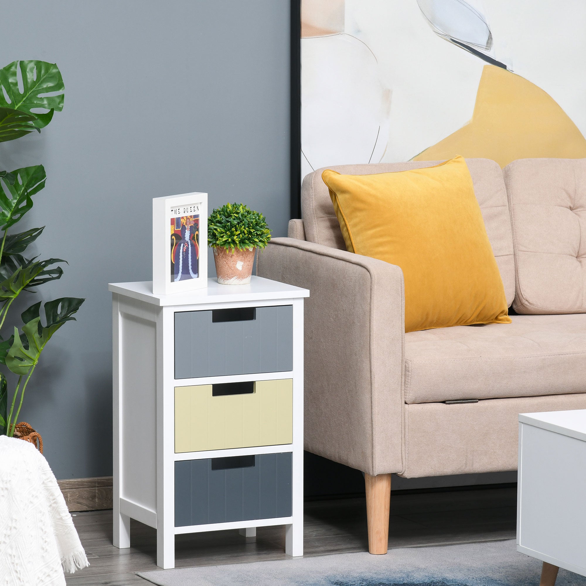 HOMCOM Storage Tower, Dresser Chest with Drawers, Wood Top, Organizer Unit for Closets Bedroom Nursery Room Hallway - North Peak Garden Furniture