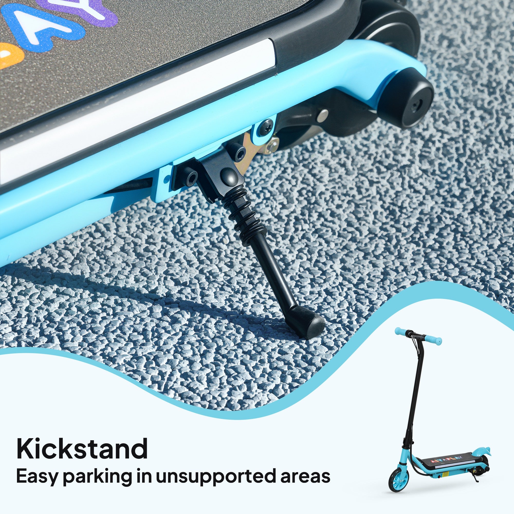 AIYAPLAY Electric Scooter for Kids Ages 6-14, with Dual Brakes, Flash Wheel and Colourful Light, Kids Electric Scooter E Scooter, Up to 12 KM/H & 10 KM, Blue - North Peak Garden Furniture