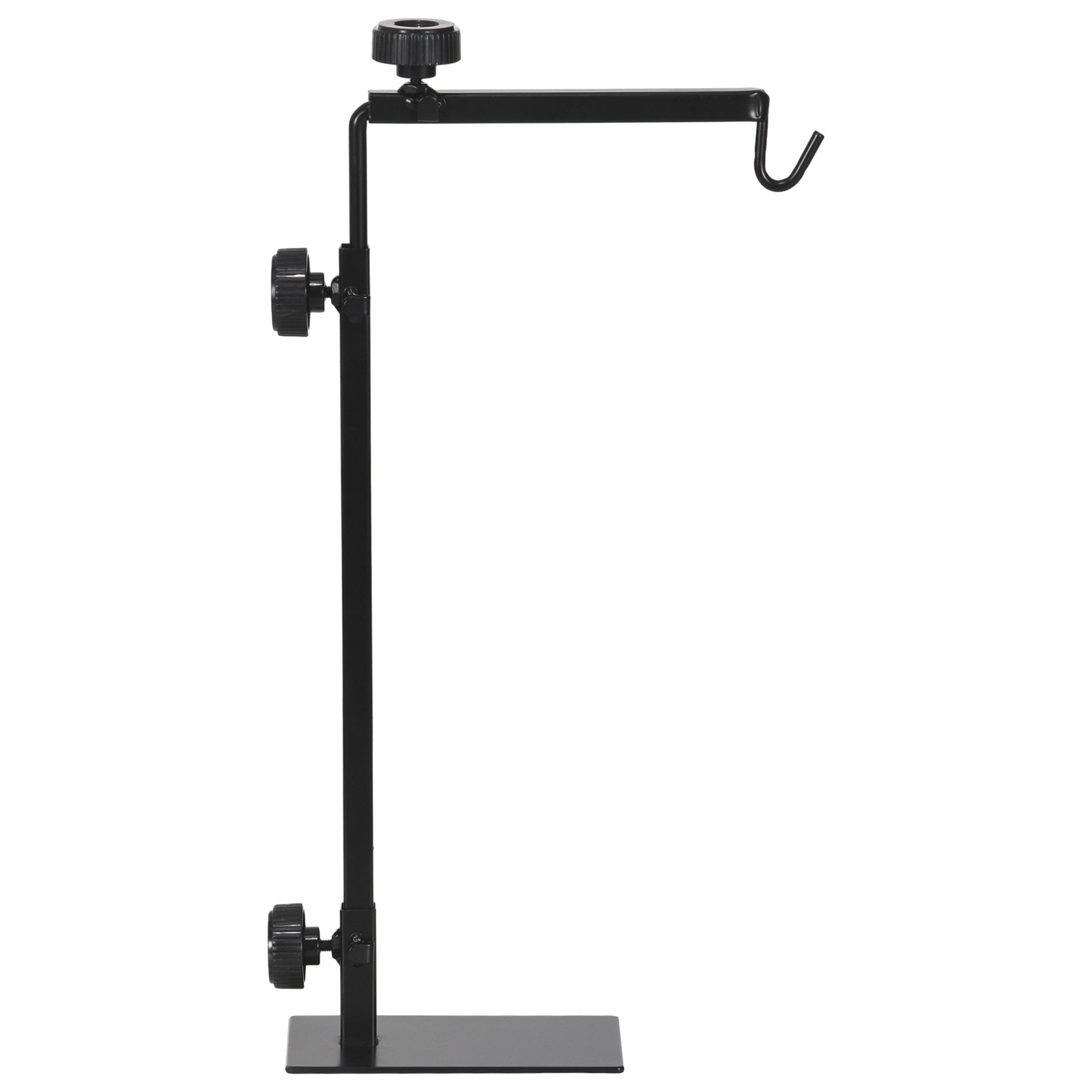 PawHut Adjustable Height and Length Reptile Lamp Stand Holder with Hook Hanging, Base - Black - North Peak Garden Furniture