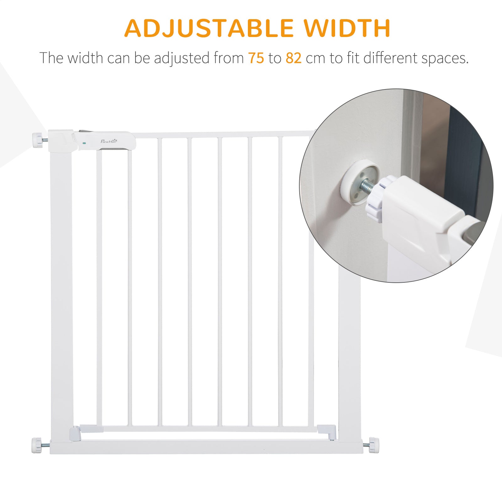 PawHut Adjustable Pet Safety Gate Dog Barrier Home Fence Room Divider Stair Guard Mounting White (76 H x 75-82W cm) - North Peak Garden Furniture