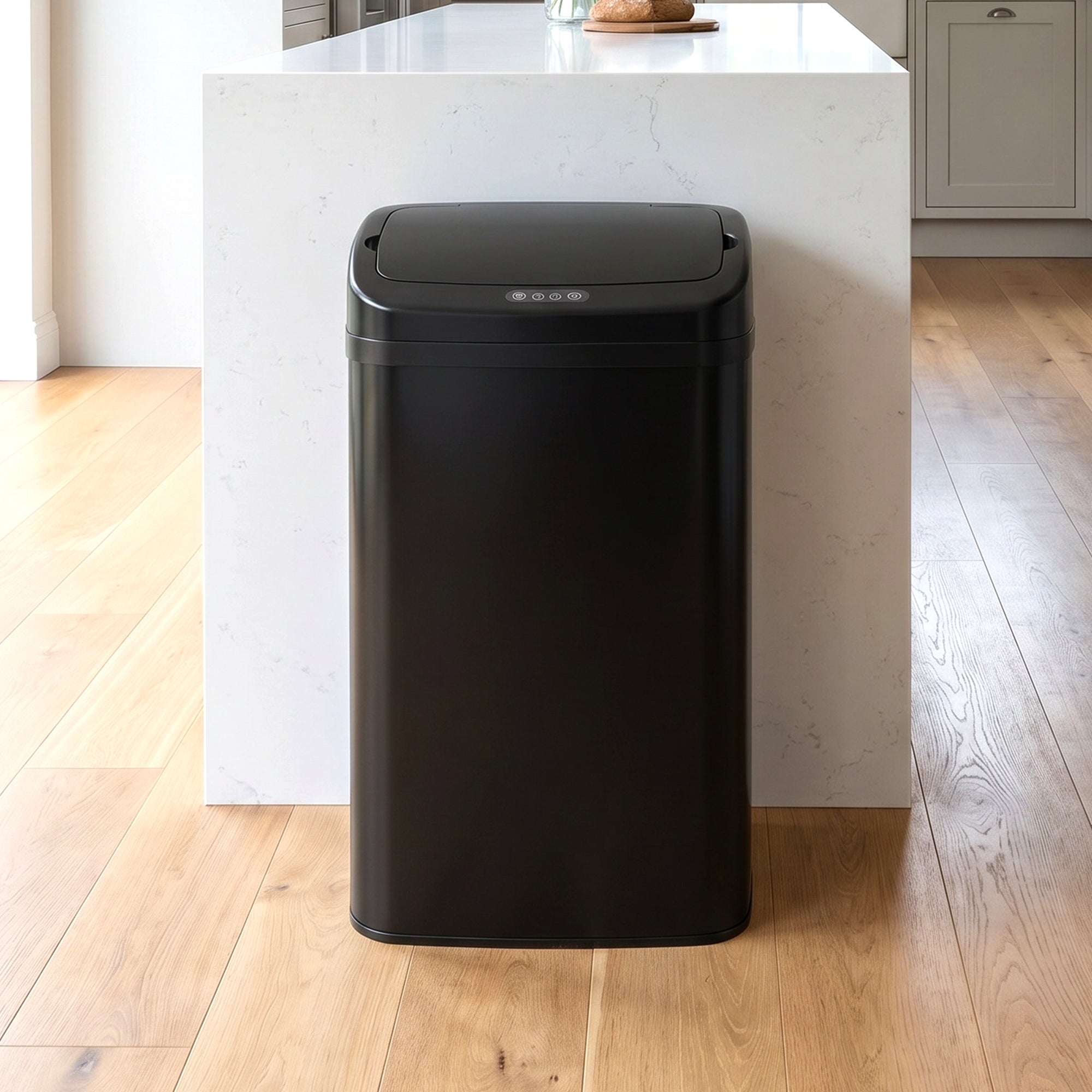 HOMCOM 48L Galvanised Steel Sensor Bin - Black