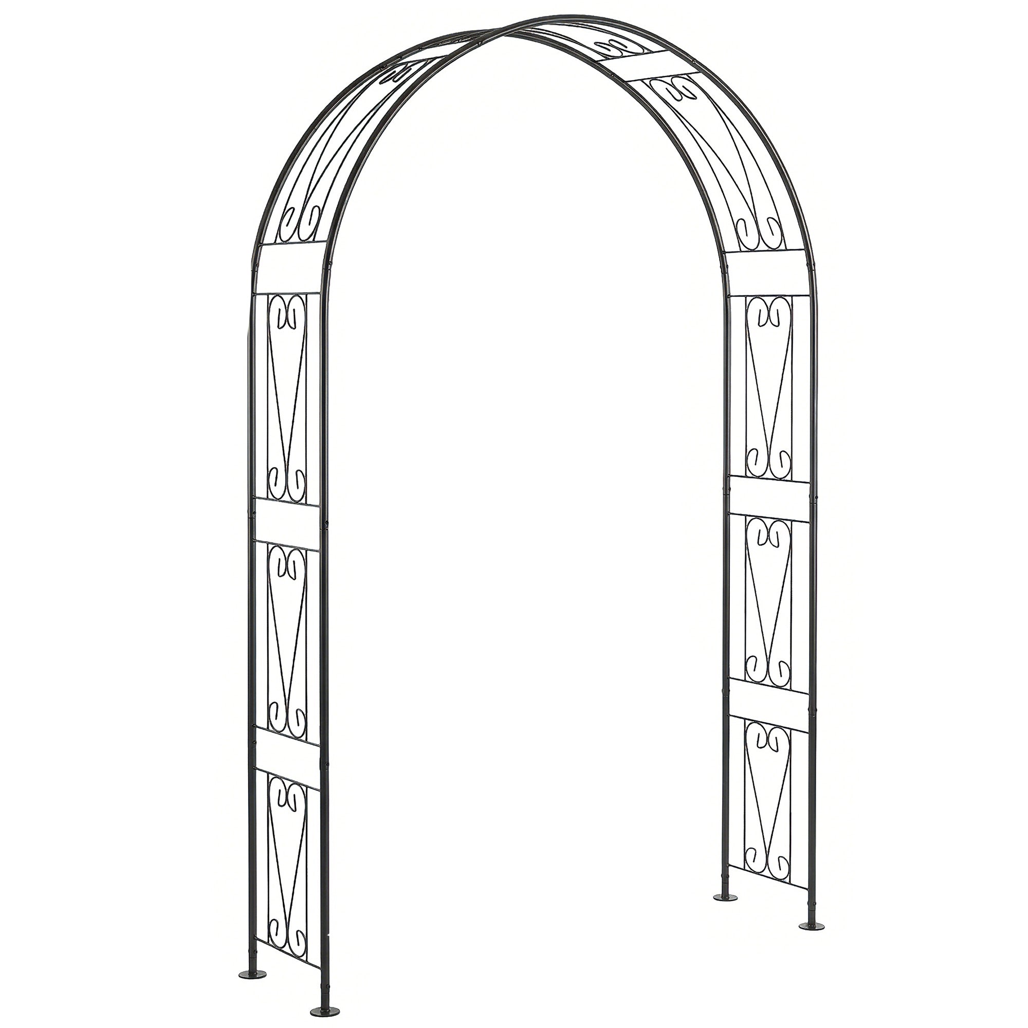 Outsunny Garden Arch, Arbour Trellis for Climbing Plants, Rose Arch for Wedding Garden Decoration, 155 x 40 x 246 cm, Black