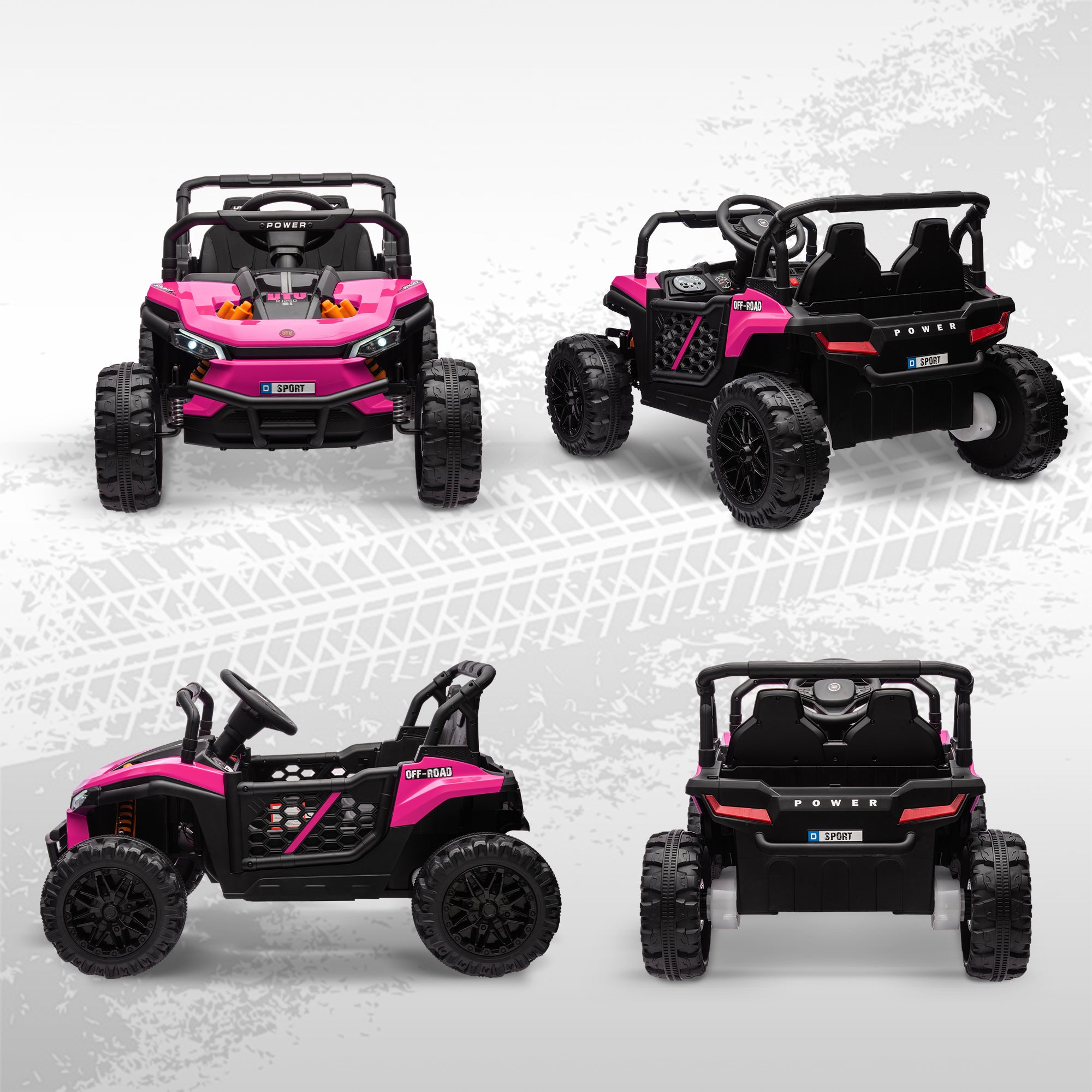AIYAPLAY 12V Battery Powered Ride on Truck w/ Remote, Four Suspension Wheels, Horn, Lights, Music, USB, for Ages 3-5 Years, Pink - North Peak Garden Furniture