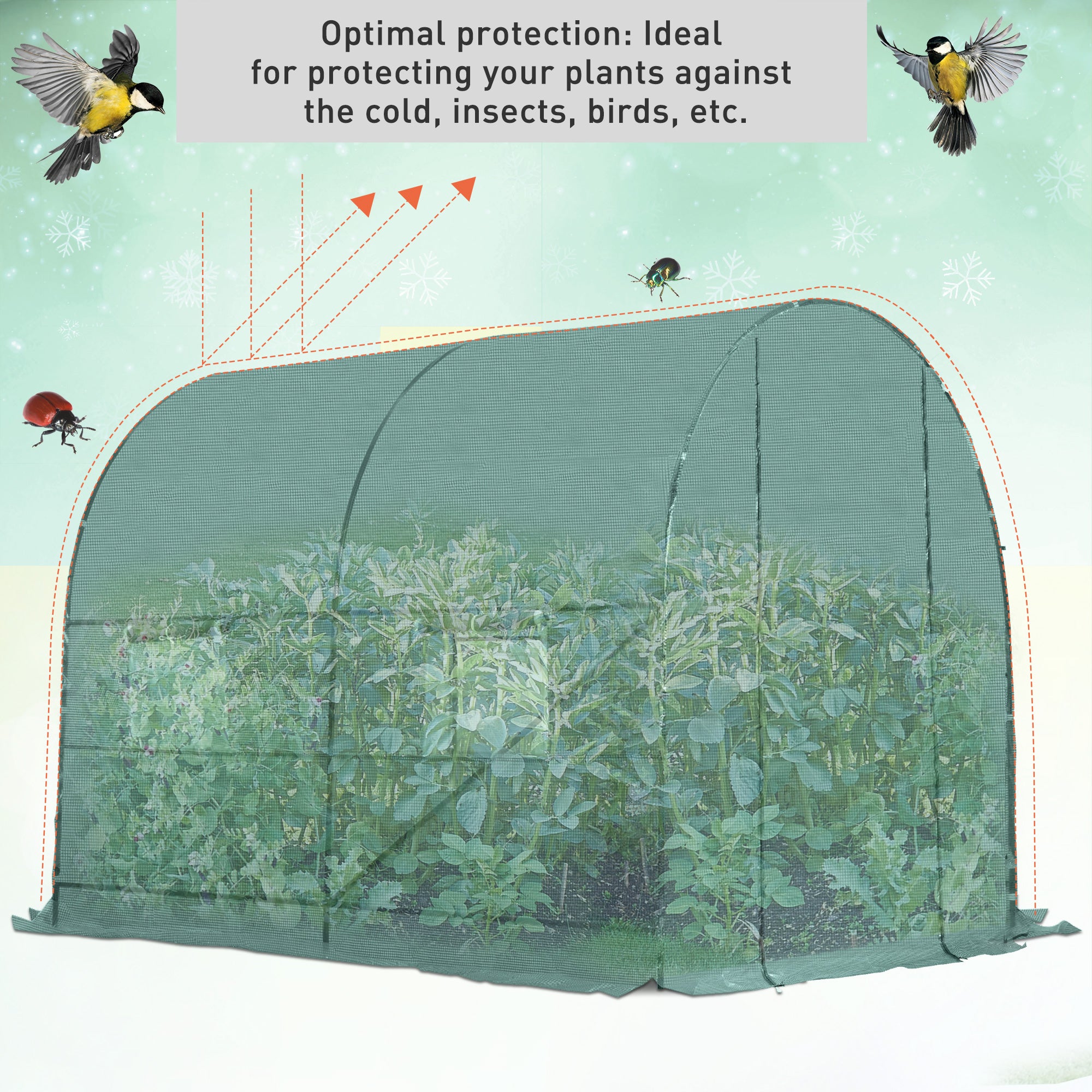 Outsunny Walk-In Greenhouse Reinforced Polytunnel Greenhouse Garden Plants Grow Waterproof Cover Galvanised Base w/ Slide Door, 2.5 x 2 m