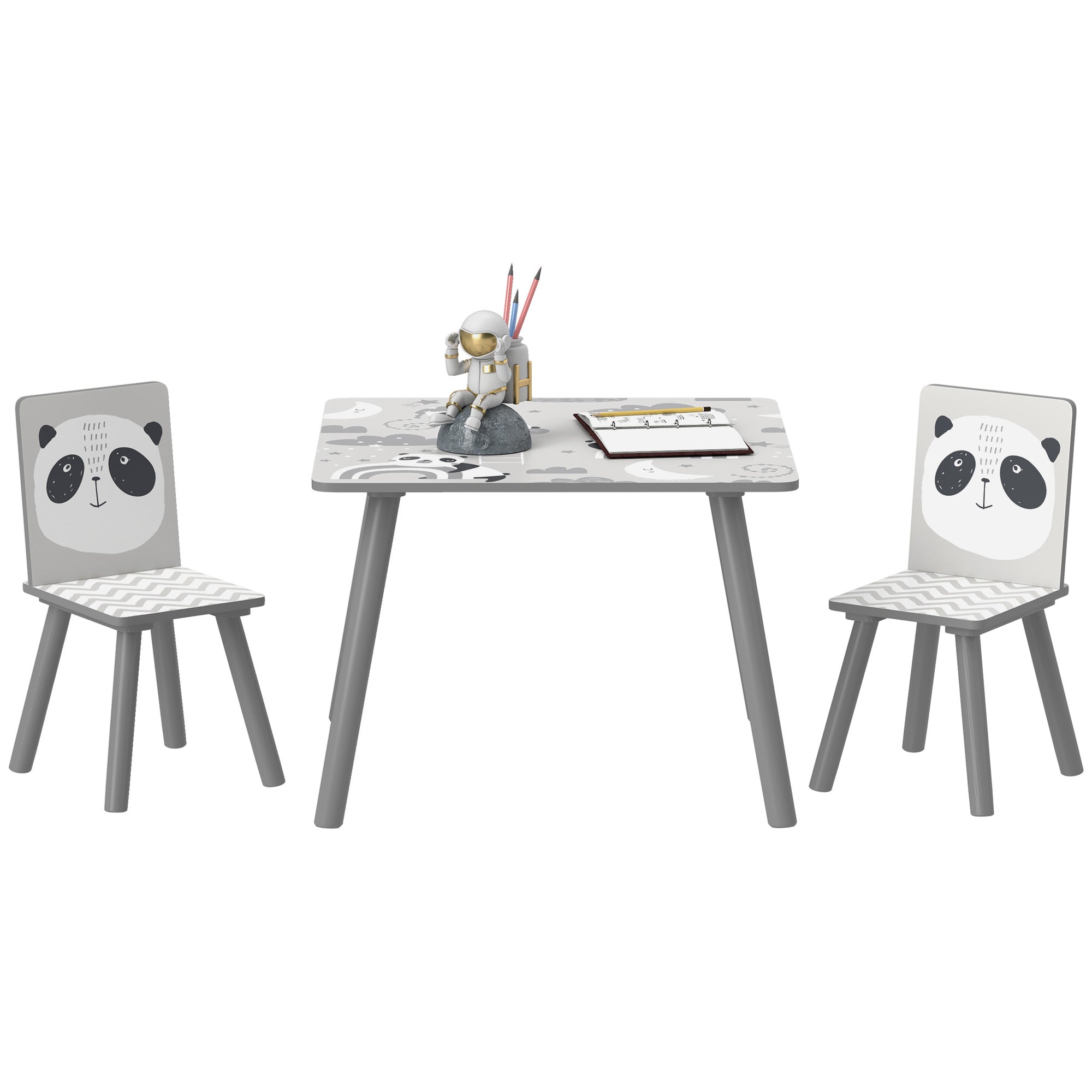 ZONEKIZ Kids Table and Chair Set, Toddler Table with 2 Chairs, Toddler Furniture Set, for Ages 3-8 Years - Grey - North Peak Garden Furniture