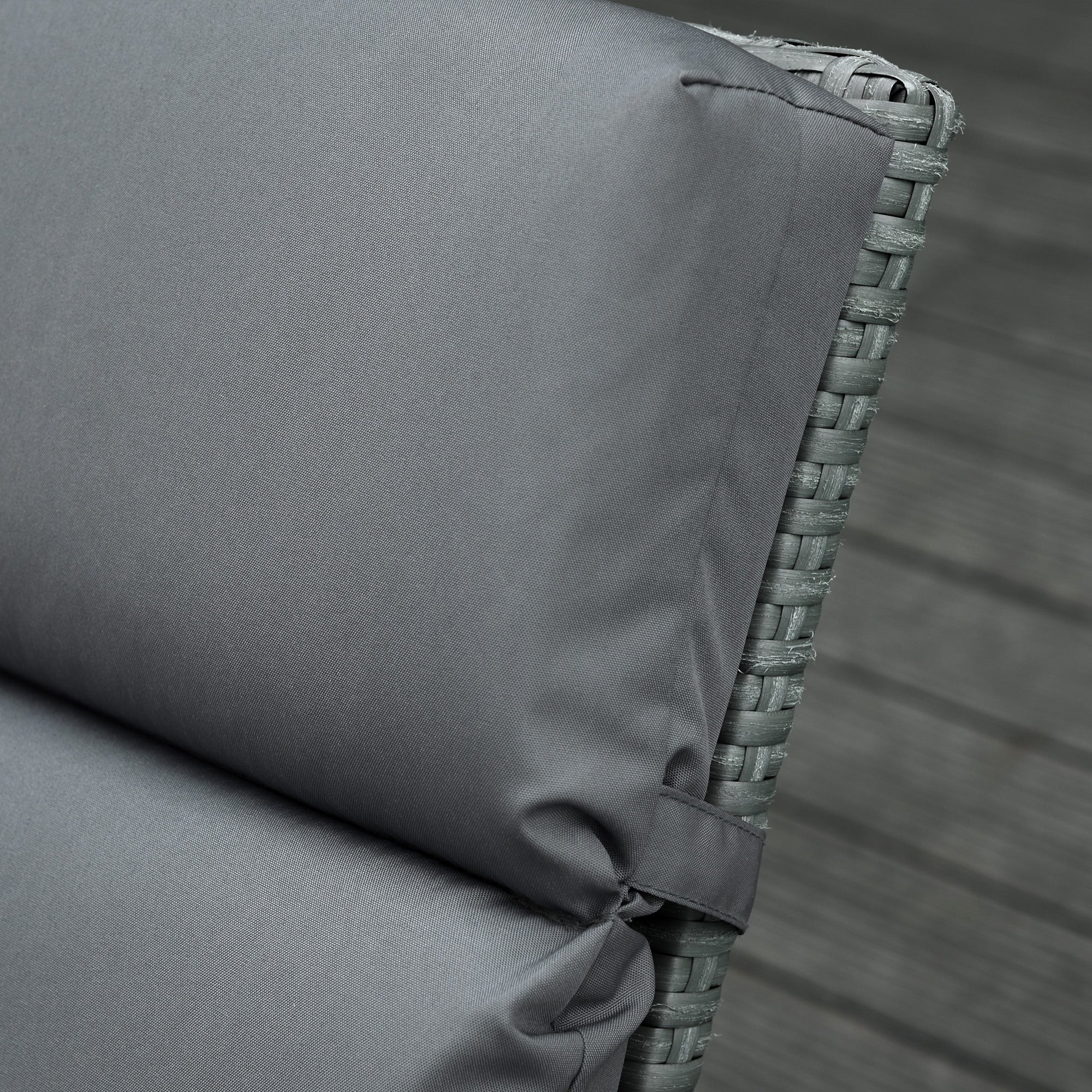 Outsunny Set of 2 Sun Lounger Cushions, Replacement Cushions for Rattan Furniture with Ties, 196 x 55 cm, Dark Grey - North Peak Garden Furniture