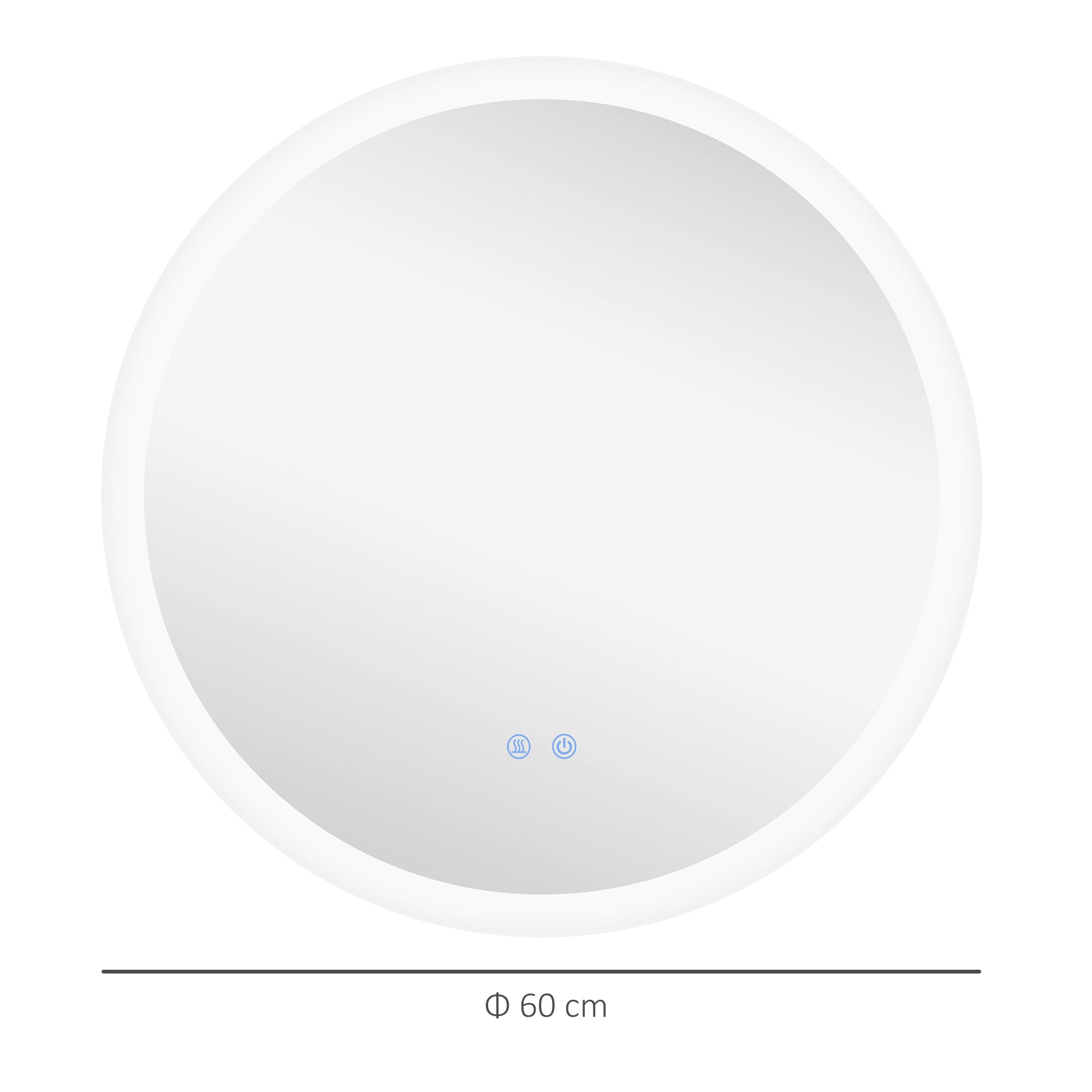 kleankin Round Bathroom Mirror with LED Lights, Wall-Mounted Dimmable Makeup Mirror with 3 Temperature Colours, Defogging Film, Memory Function, Hardwired, 60 x 60 cm - North Peak Garden Furniture