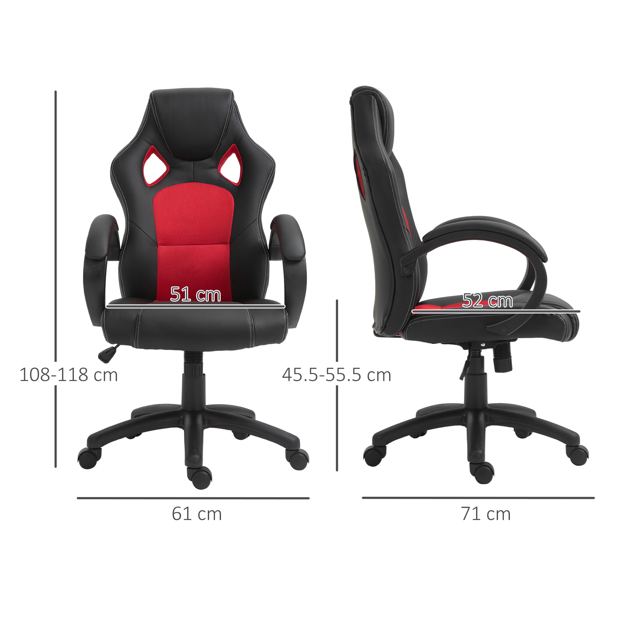Vinsetto High-Back Office Chair Faux Leather Swivel Computer Desk Chair for Home Office with Wheels Armrests Black - North Peak Garden Furniture