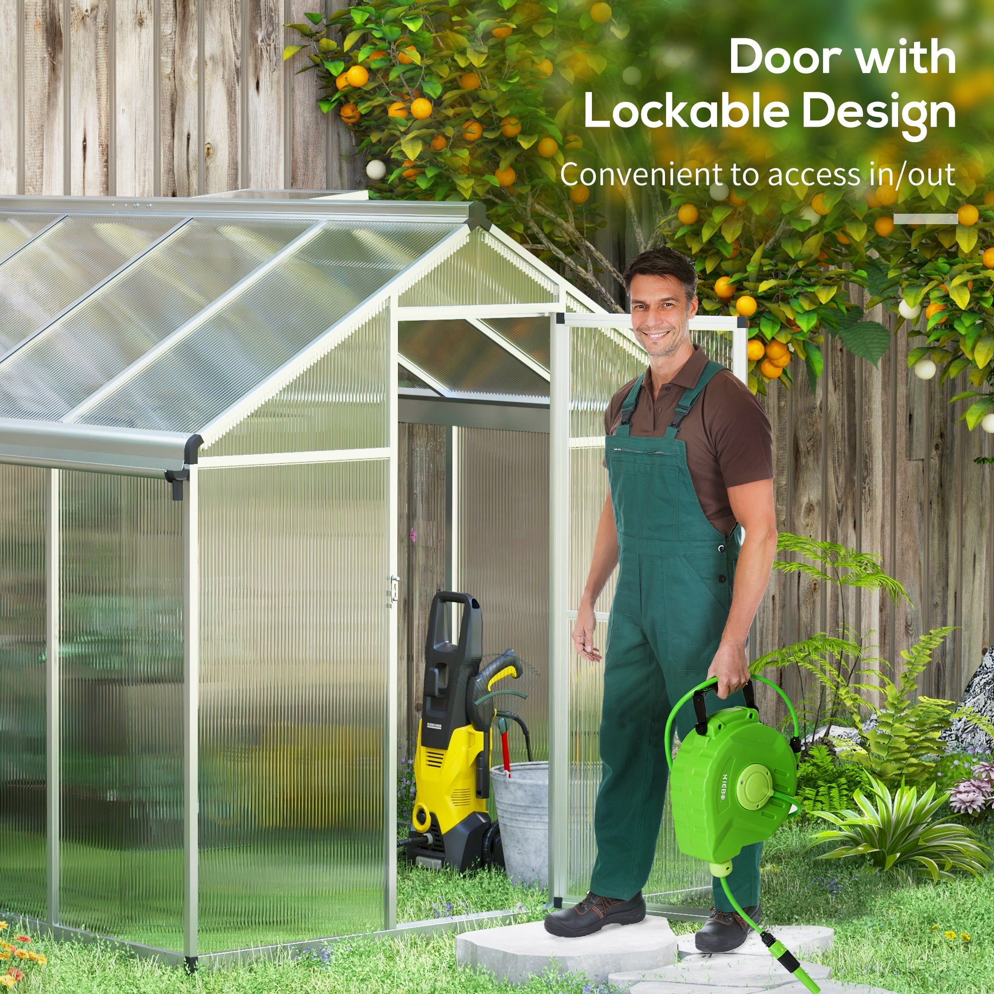 Outsunny 8 x 6ft Aluminium Frame Greenhouse, with Foundation - North Peak Garden Furniture