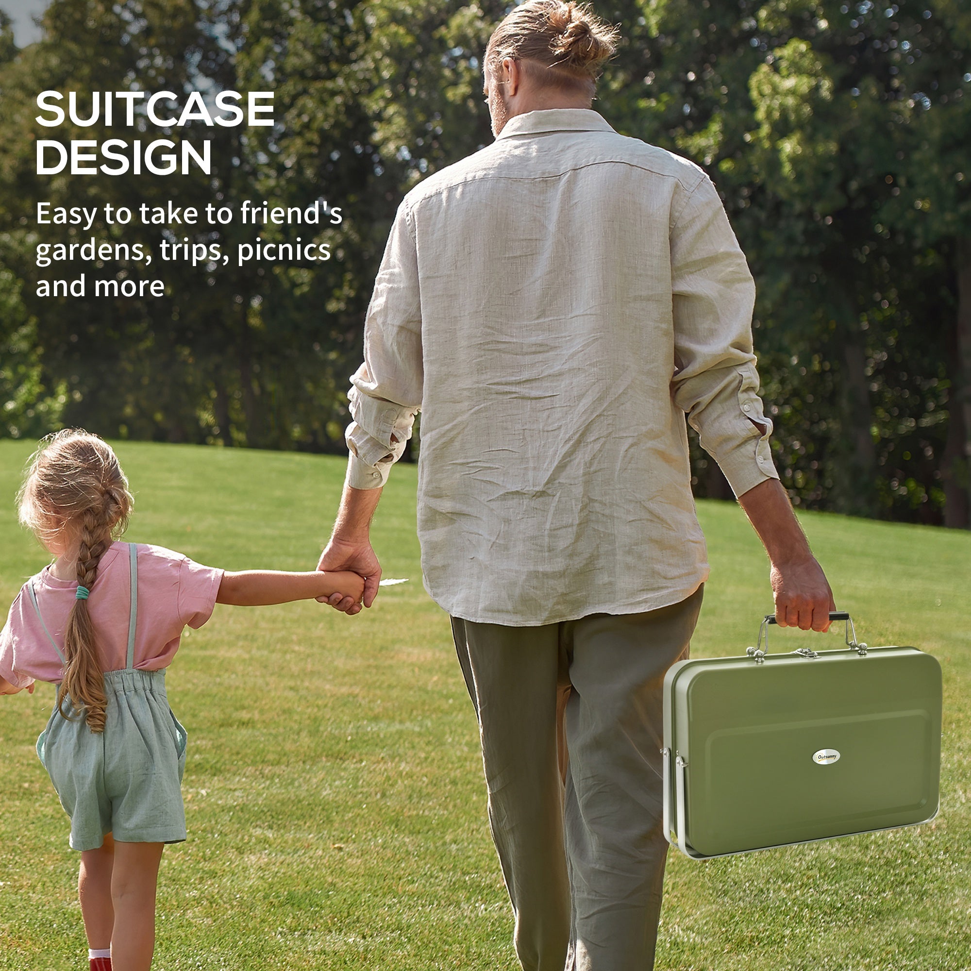 Outsunny Metal Suitable-Style Portable BBQ Grill - Green - North Peak Garden Furniture