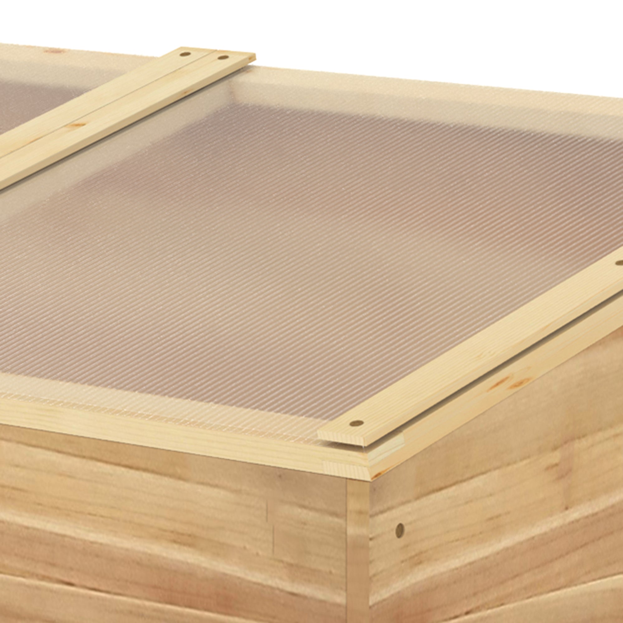 Outsunny Wooden Cold Frame Greenhouse Garden Polycarbonate Grow House with Independent Openable Top Covers for Flowers, Vegetables, Plants, 100 x 50 x 36 cm, Natural - North Peak Garden Furniture