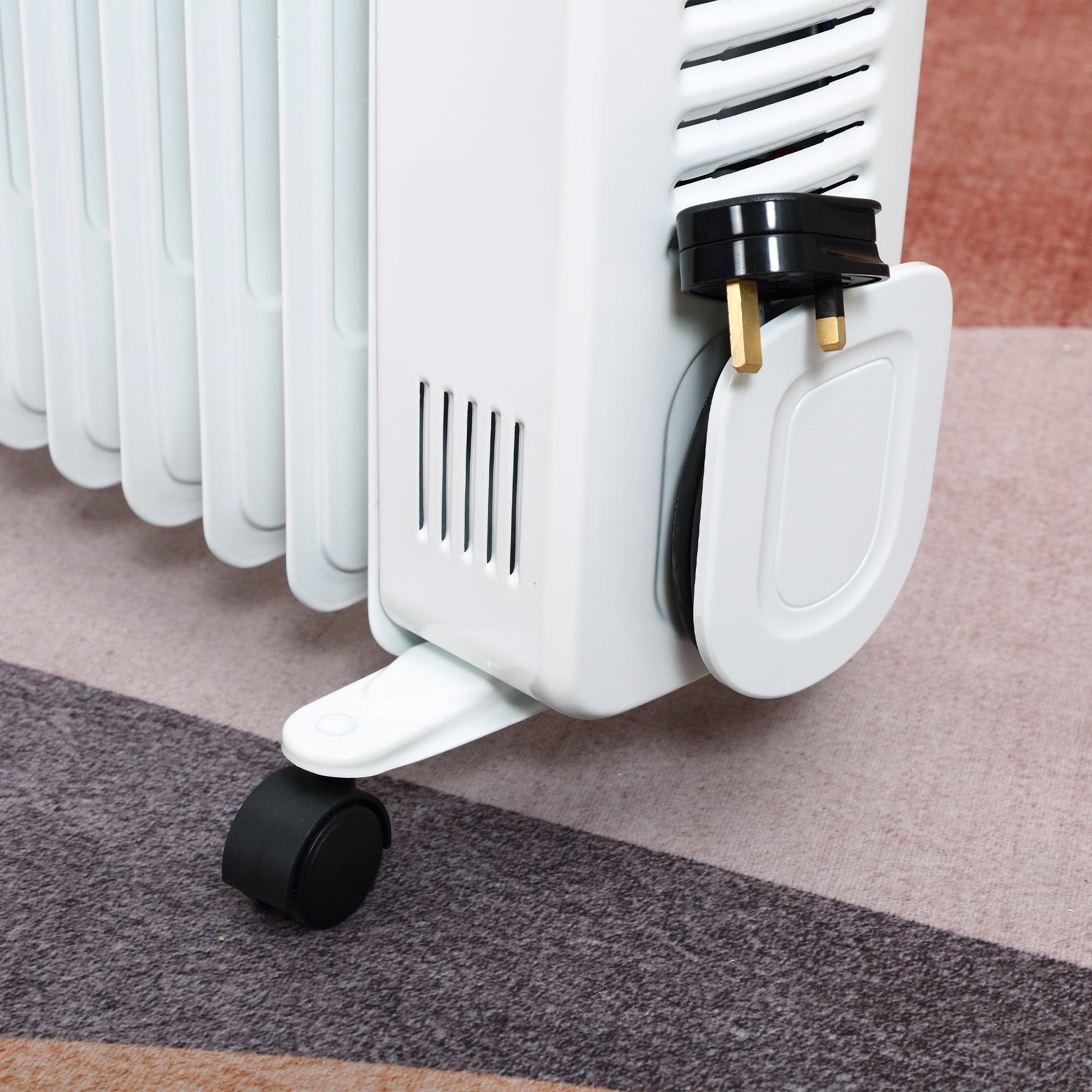 HOMCOM 2500W Digital Display Oil Filled Radiator, 11Fin Portable Electric Heater with Timer, Adjustable Thermostat, Three Heat Settings, Safety Cut Off, Remote, White - North Peak Garden Furniture