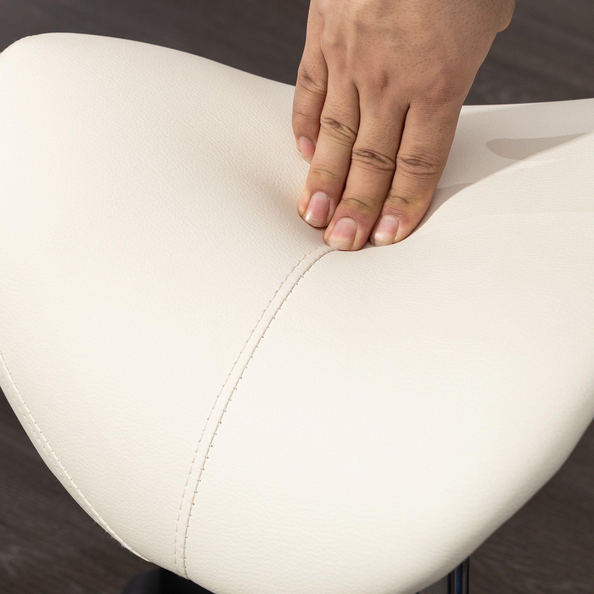 HOMCOM Saddle Stool, PU Leather Adjustable Rolling Salon Chair with Steel Frame for Massage, Spa, Beauty and Tattoo, White - North Peak Garden Furniture
