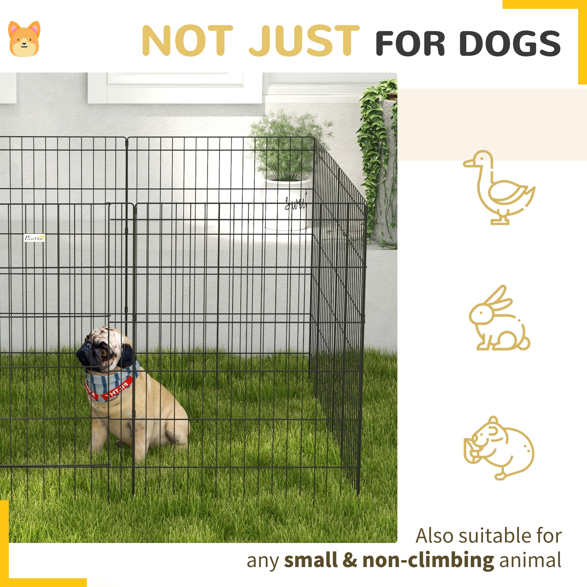 PawHut 8 Panel DIY Dog Pen with Door, for Dogs, Small Animals, Indoor/Outdoor Use, 91cm High - North Peak Garden Furniture