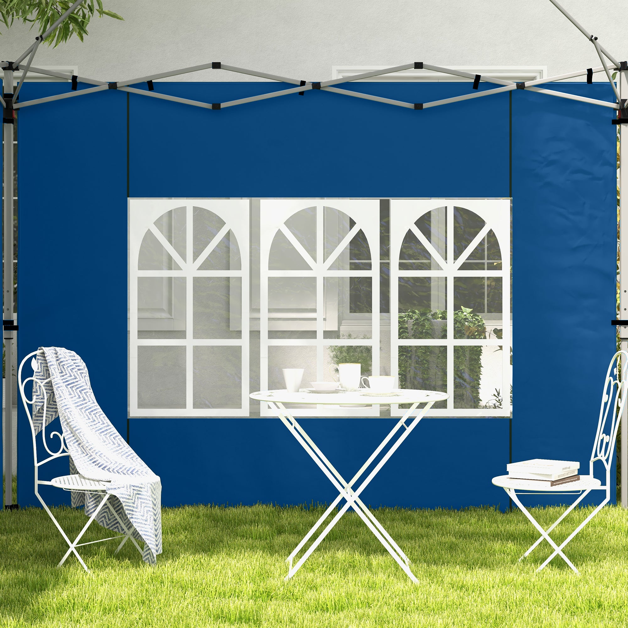 Outsunny Set of 2 Gazebo Side Panels - Blue - North Peak Garden Furniture
