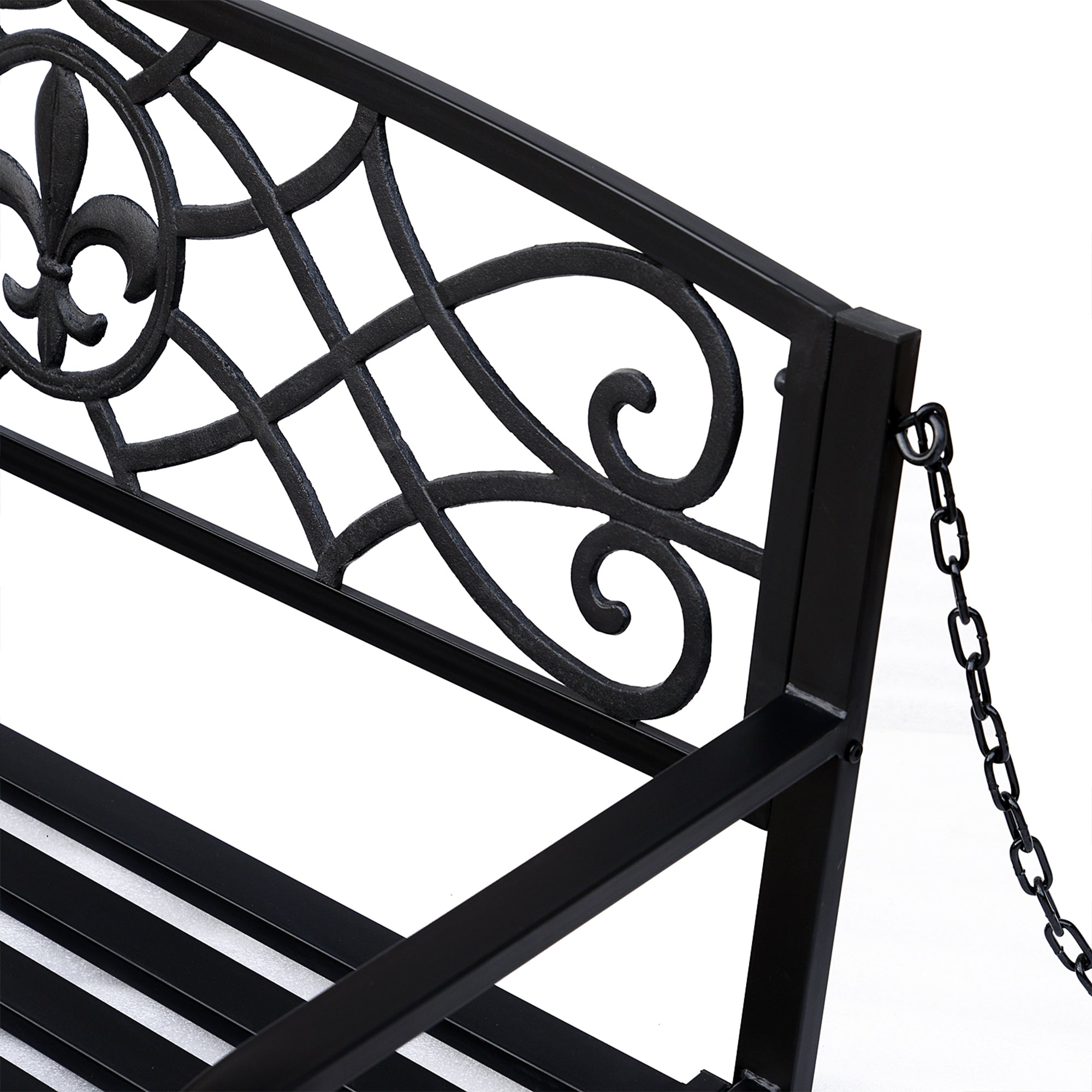 2 Seater Swing Seat Bench, Metal Garden Swing Chair with Chains, Weather Resistant, for the Patio, Yard, Deck and Yard, Black