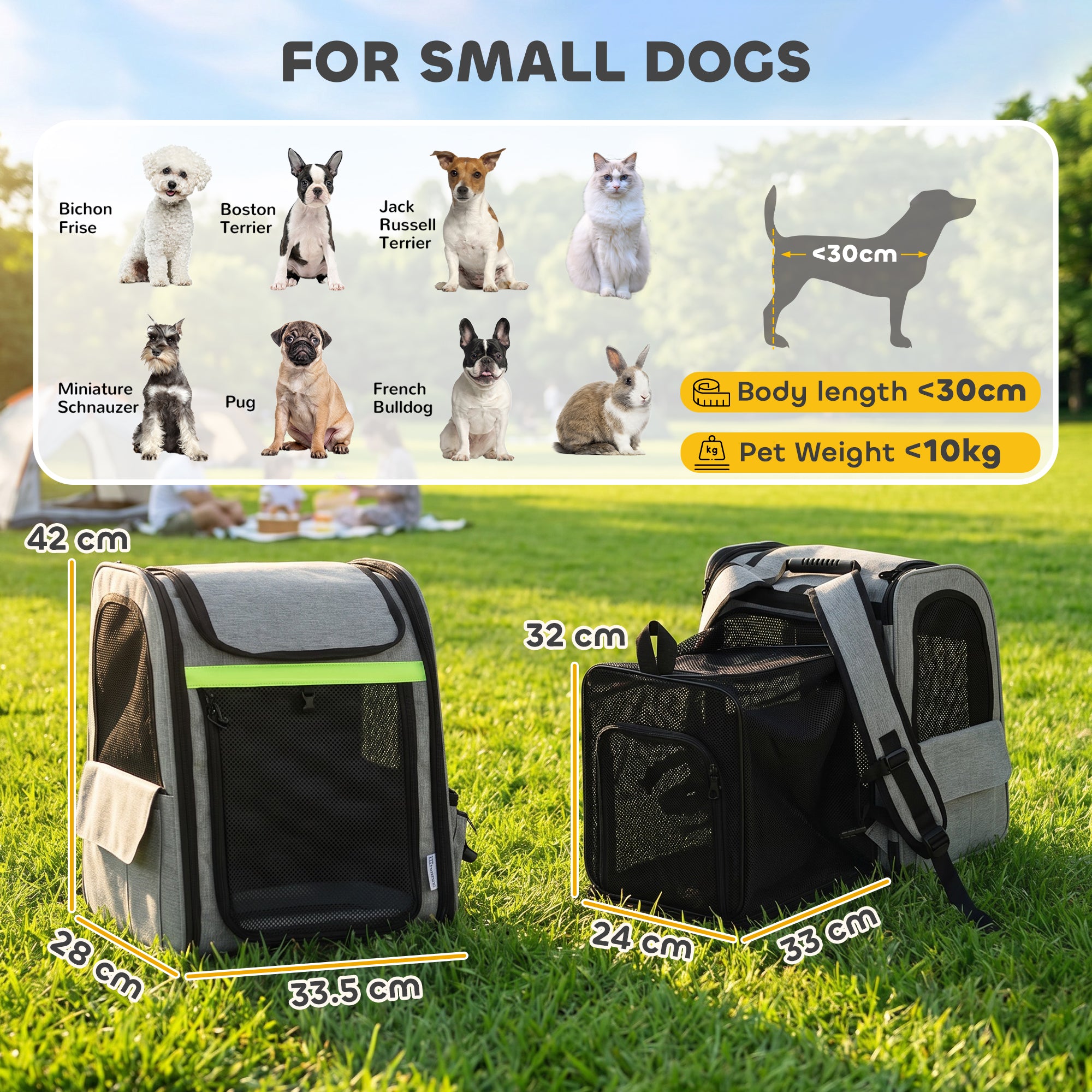 PawHut Dog Carrier Backpack Expandable, Breathable Pet Carrier Bag for Small Puppy Cat with Reflective Strip for Travel Hiking
